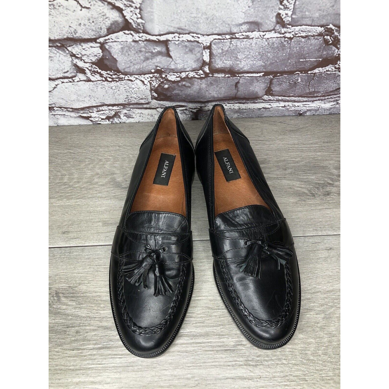 Alfani Alfani Black Leather Braided Tassel Loafers Italy Dress Shoe Size US 8 / EU 41 - 24 Thumbnail