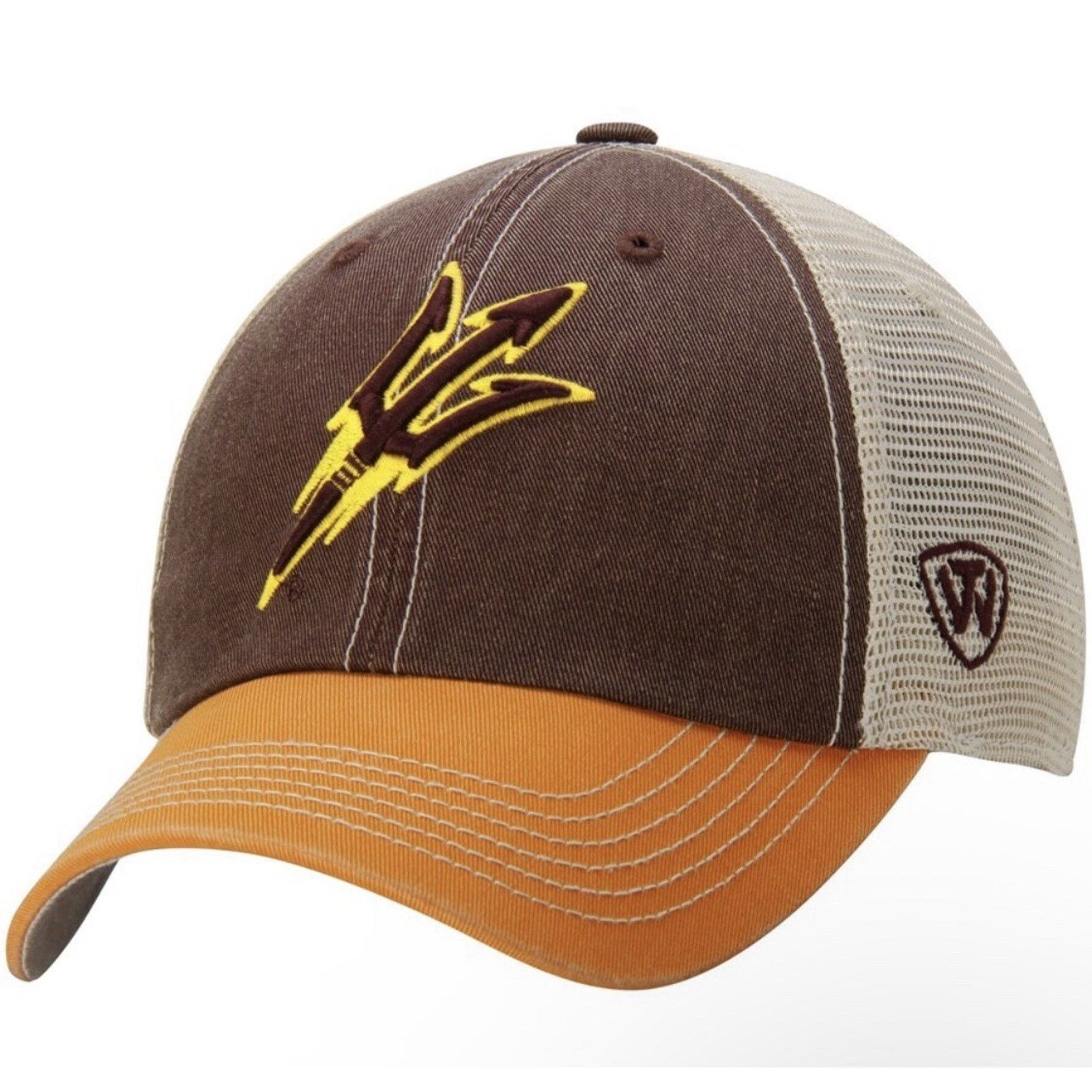 0 Arizona State Sun Devils Trucker Hat Brown Orange Adj Mesh Size ONE SIZE - 2 Thumbnail