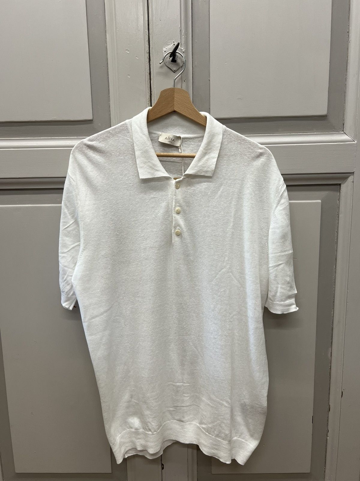 Altea Altea linen Polo with Button in white Size US L / EU 52-54 / 3 - 1 Thumbnail