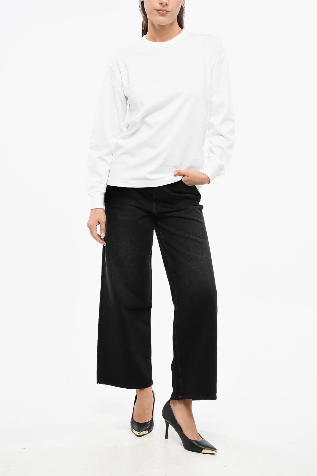 Alexander Wang og1mm0426 Solid Cotton Crewneck T-Shirt in White Size XXS / US 00 / IT 34 - 4 Thumbnail