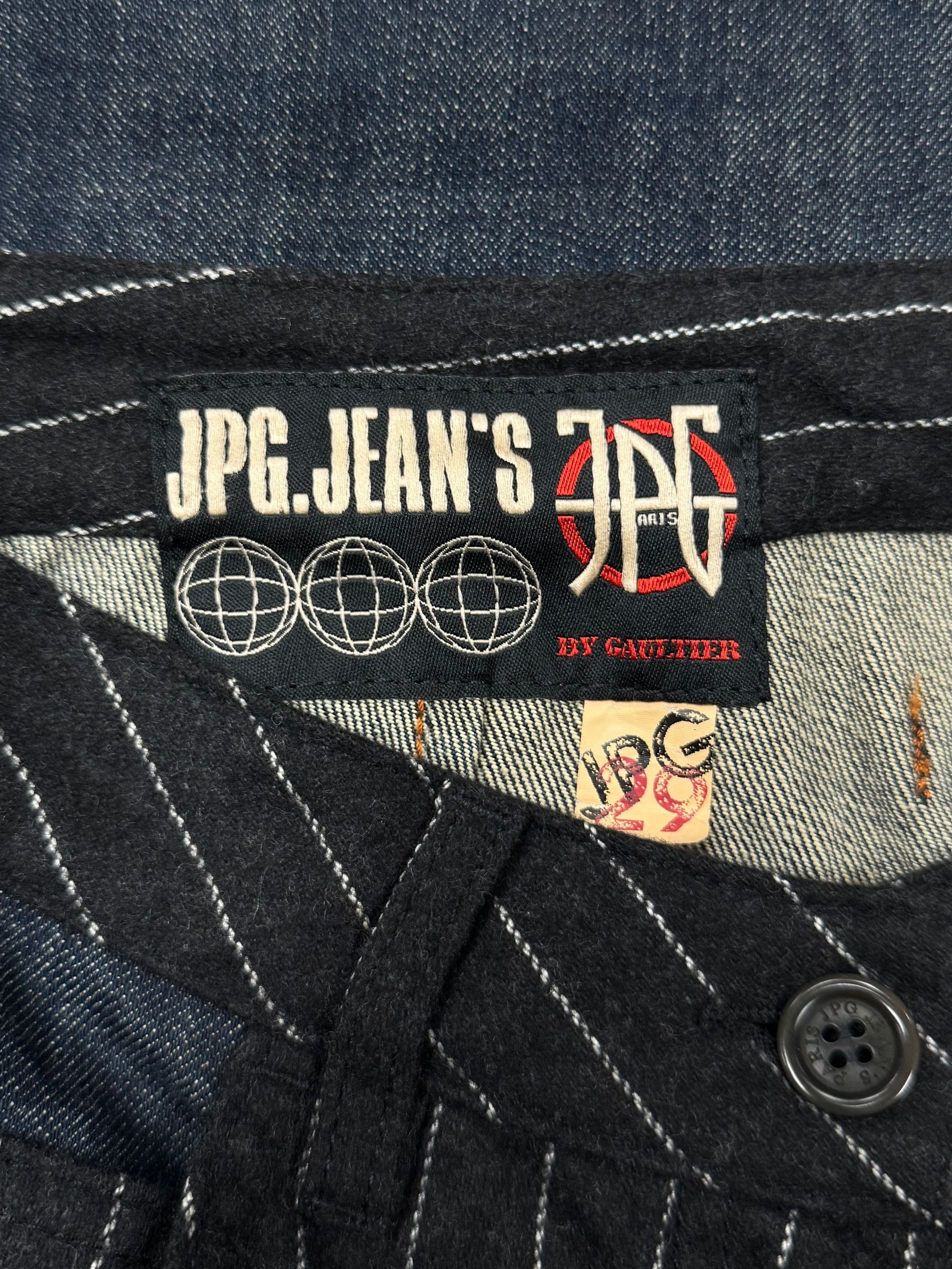 Jean Paul Gaultier Vintage Jean Paul Gaultier Pinstripe/Denim Hybrid Jeans Size US 29 - 3 Thumbnail