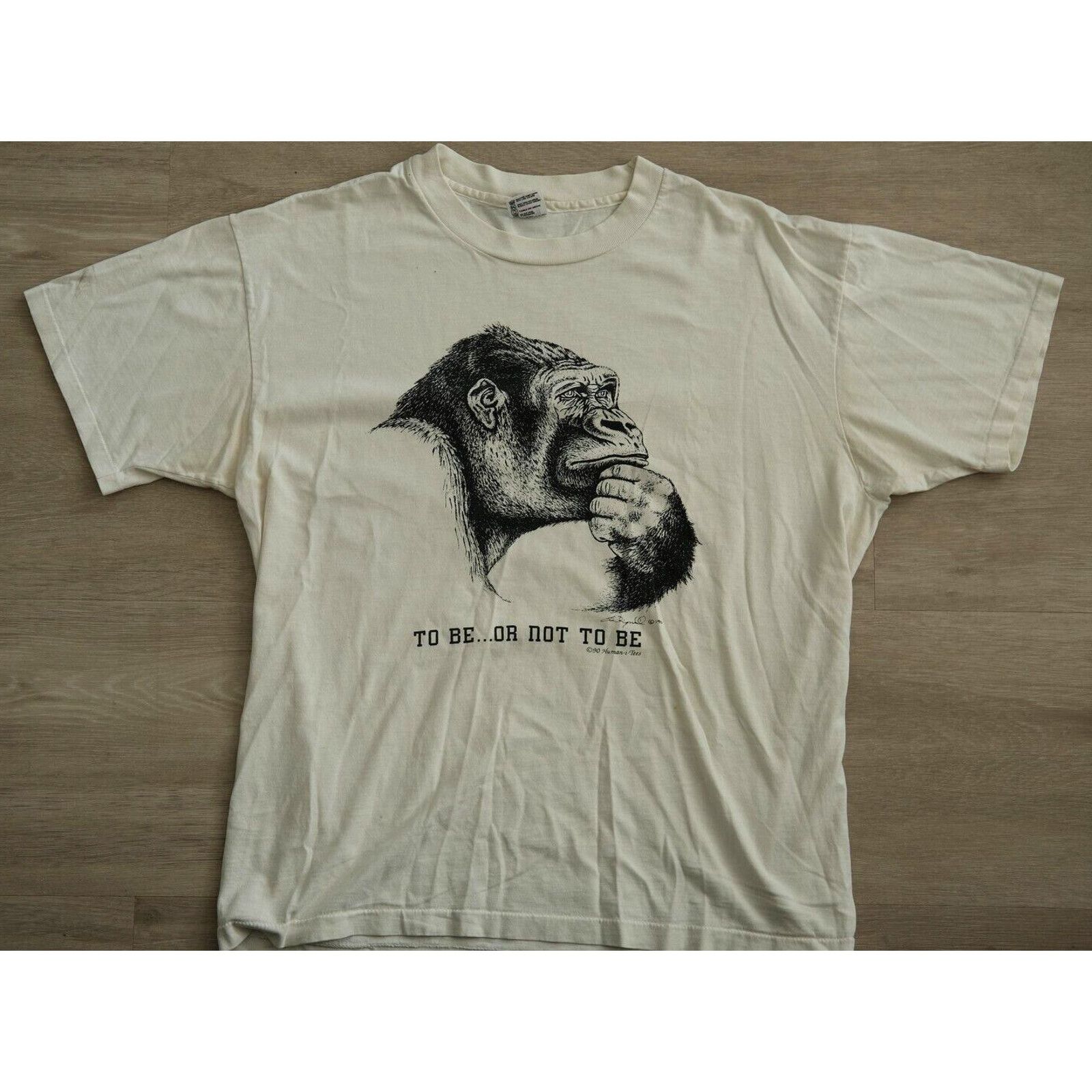 Anvil Vintage 1990s Anvil Art Gorilla Graphic Tee Unisex XL White Size US XL / EU 56 / 4 - 2 Thumbnail