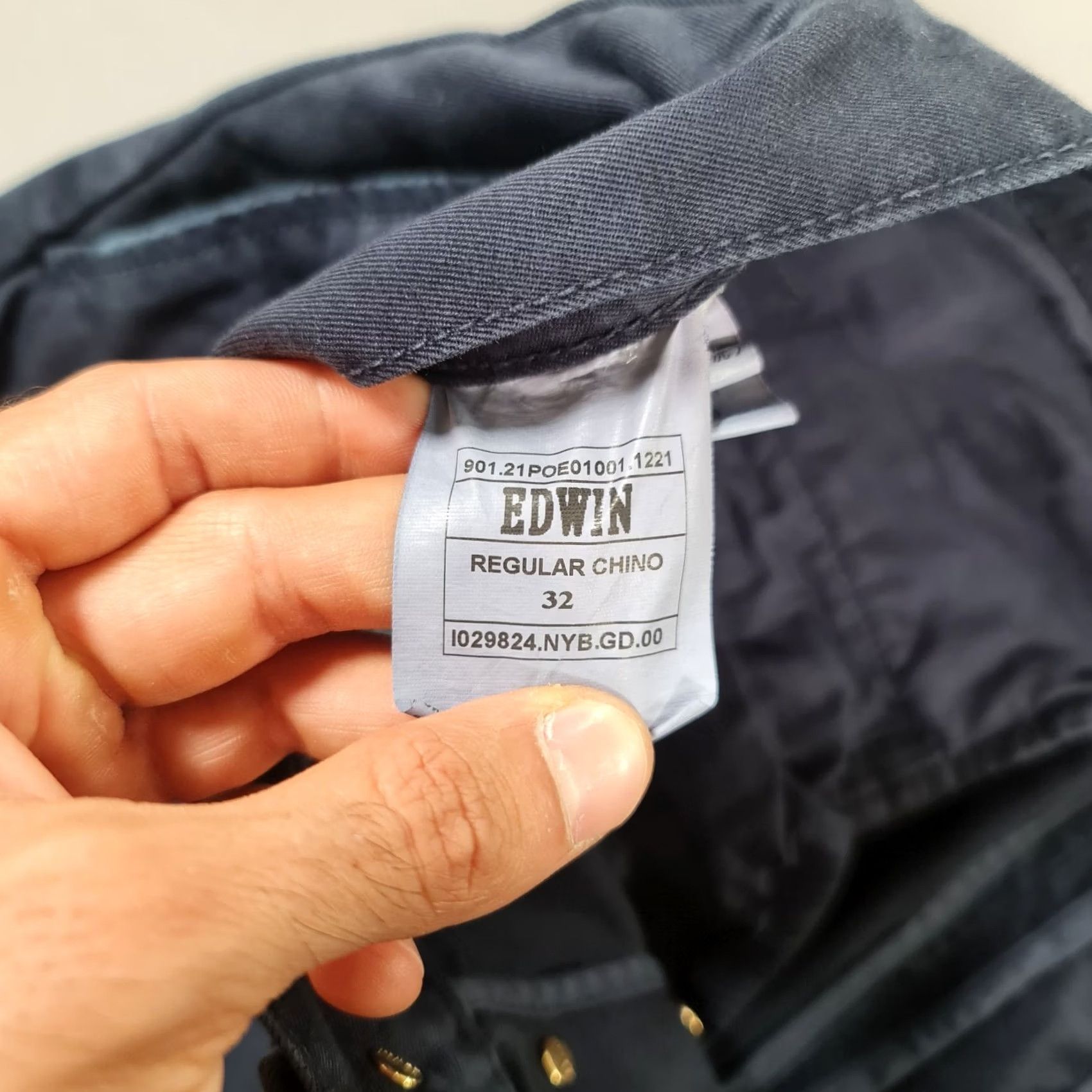 Edwin Edwin Mens Chino Trousers Navy Blue W32 L30 Tapered Leg Cotton Pants Size US 32 / EU 48 - 6 Thumbnail