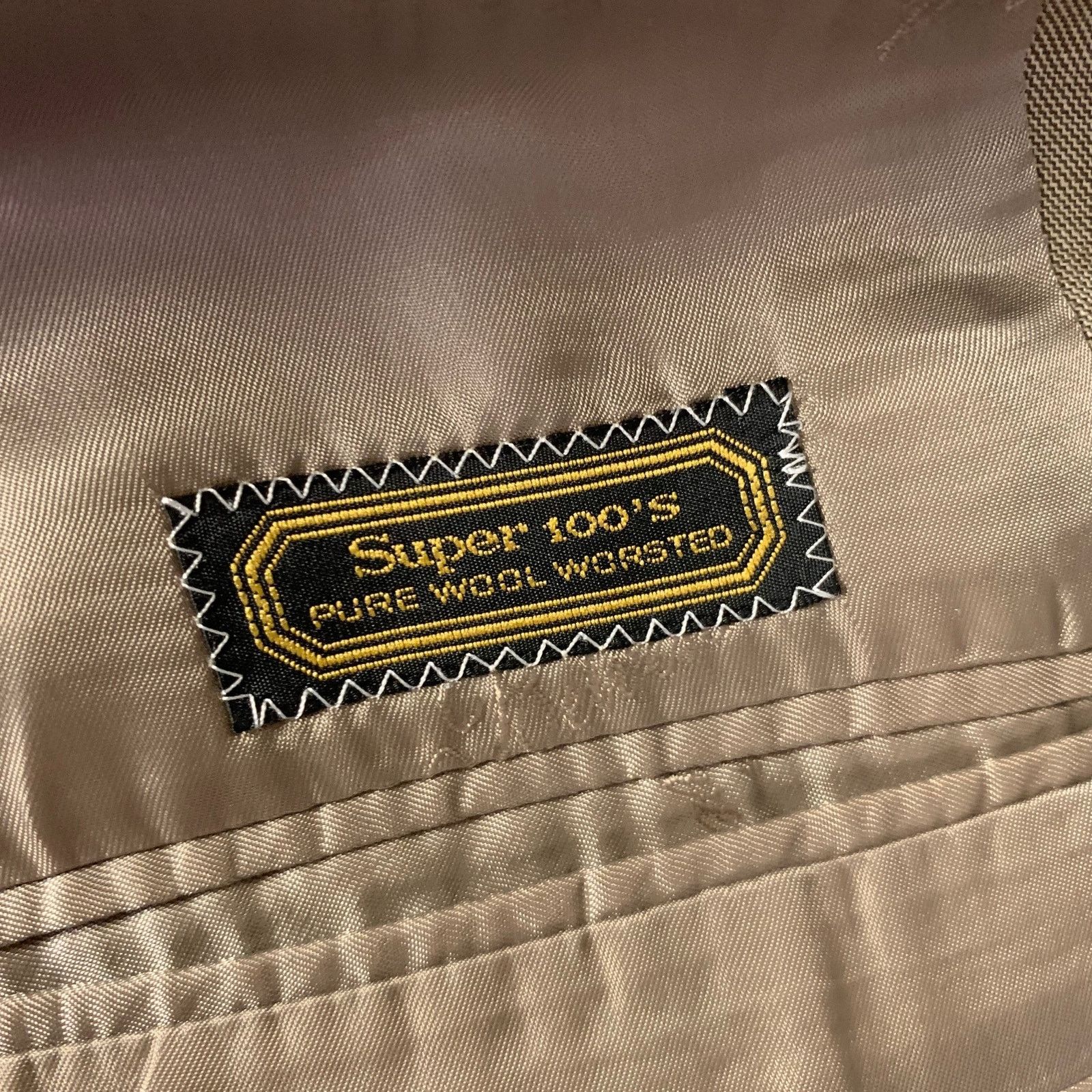 Belvest BELVEST Size 44 Khaki Brown Woven Wool Notch Lapel Suit Size 44R - 8 Thumbnail