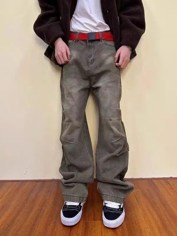 VIBE Washed and distressed Maillard pleated baggy jeans Size US 34 / EU 50 - 1 Thumbnail