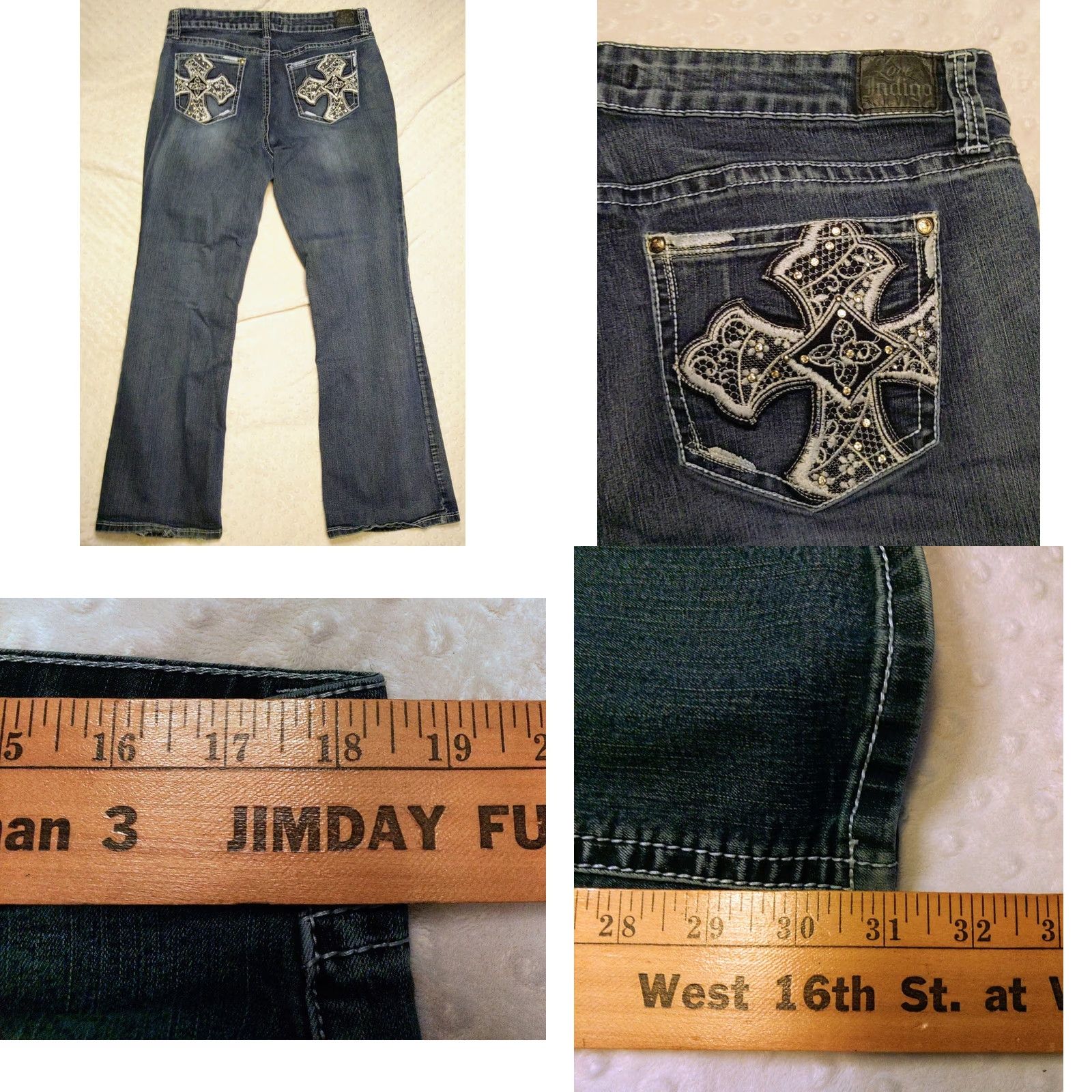 Denime Love Indigo Denim Jeans 16 Bootcut 5-Pocket Regular Rise Mid Blue Women's 31 Inseam XS? Size 25" / US 0 / IT 36 - 8 Thumbnail
