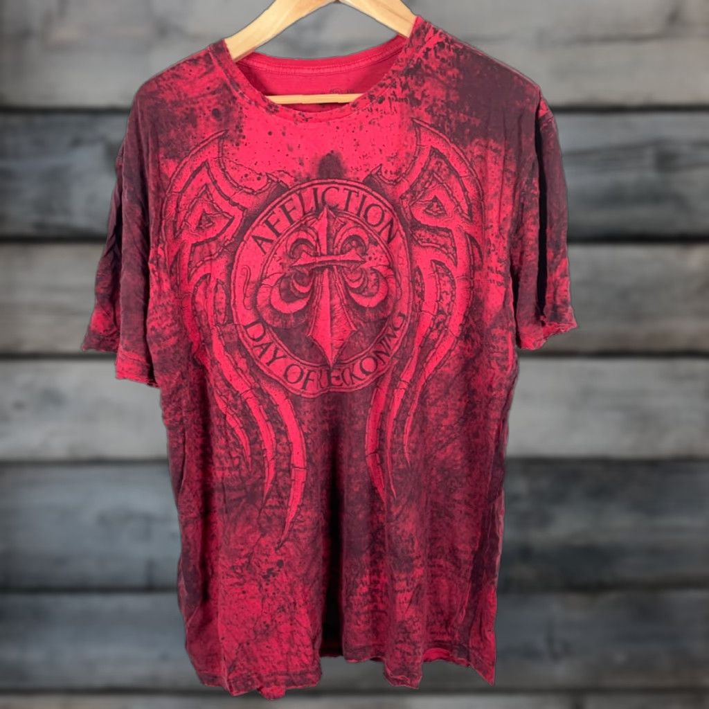Affliction VINTAGE Affliction T-Shirt Men's 2XL Red Black Day of Reckoning 2009 UFC Size US XXL / EU 58 / 5 - 1 Thumbnail
