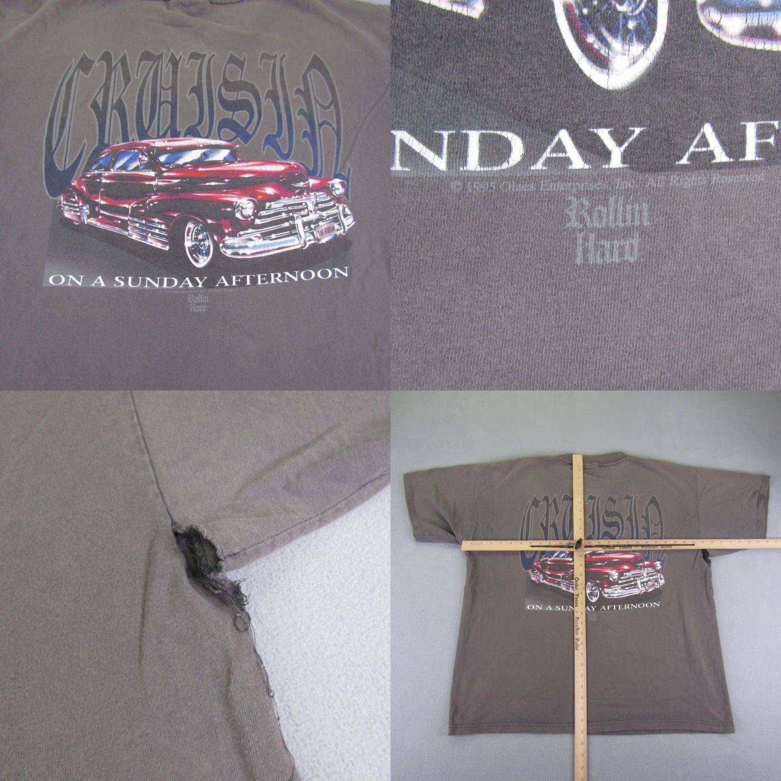 Vintage VINTAGE Murina Rollin Hard T-Shirt Mens 2XL Gray Graphic Print 90s Classic Car Size US XXL / EU 58 / 5 - 8 Thumbnail