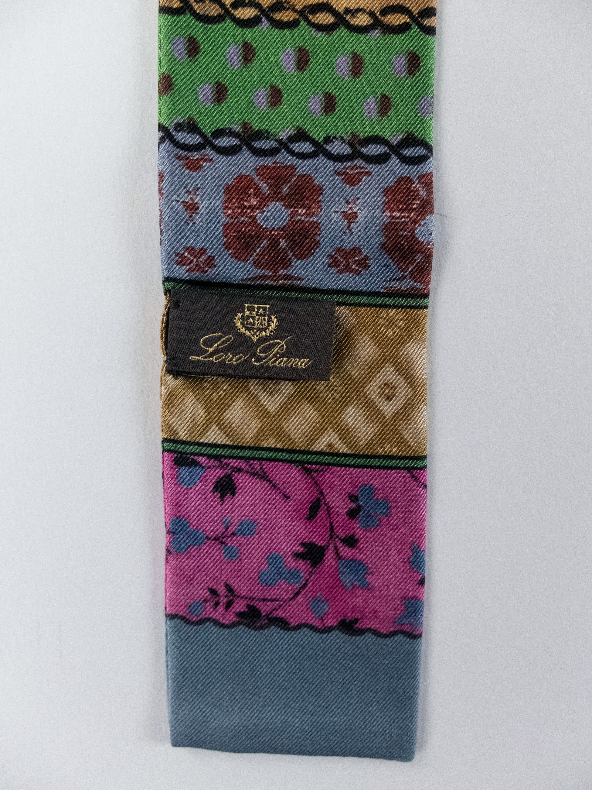 Loro Piana LORO PIANA floral print silk mitzah scarf tie band q Size ONE SIZE - 3 Thumbnail