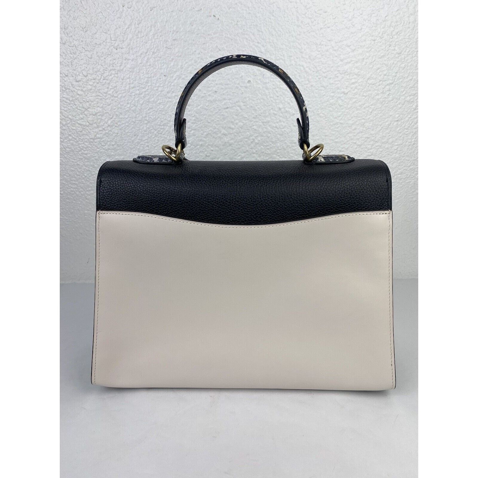Coach Coach Tabby Top Handle Black White Leather Snakeskin Purse Size ONE SIZE - 7 Thumbnail