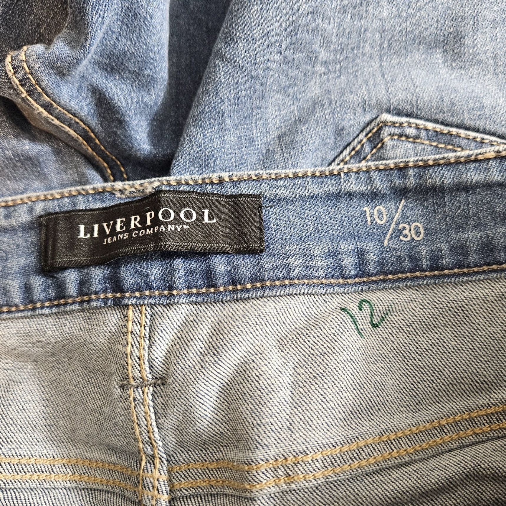 Vintage Liverpool Jeans Womens Sz 10 Blue Distressed Crop Boyfriend Mid Rise Size 32" / US 10 / IT 46 - 8 Thumbnail