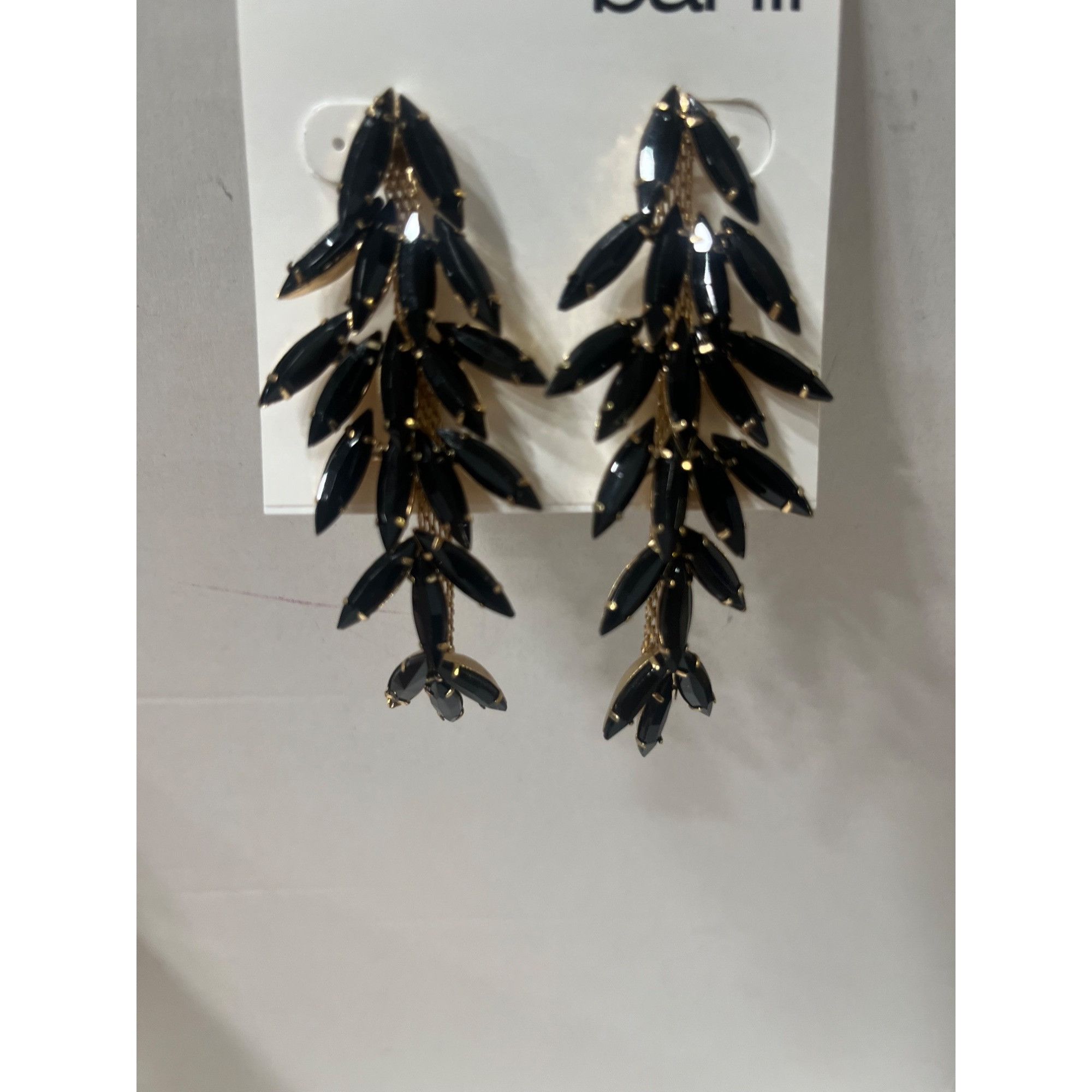 Bar III Bar III Black & Gold Leaf Drop Earrings With Stud Back Size ONE SIZE - 10 Thumbnail