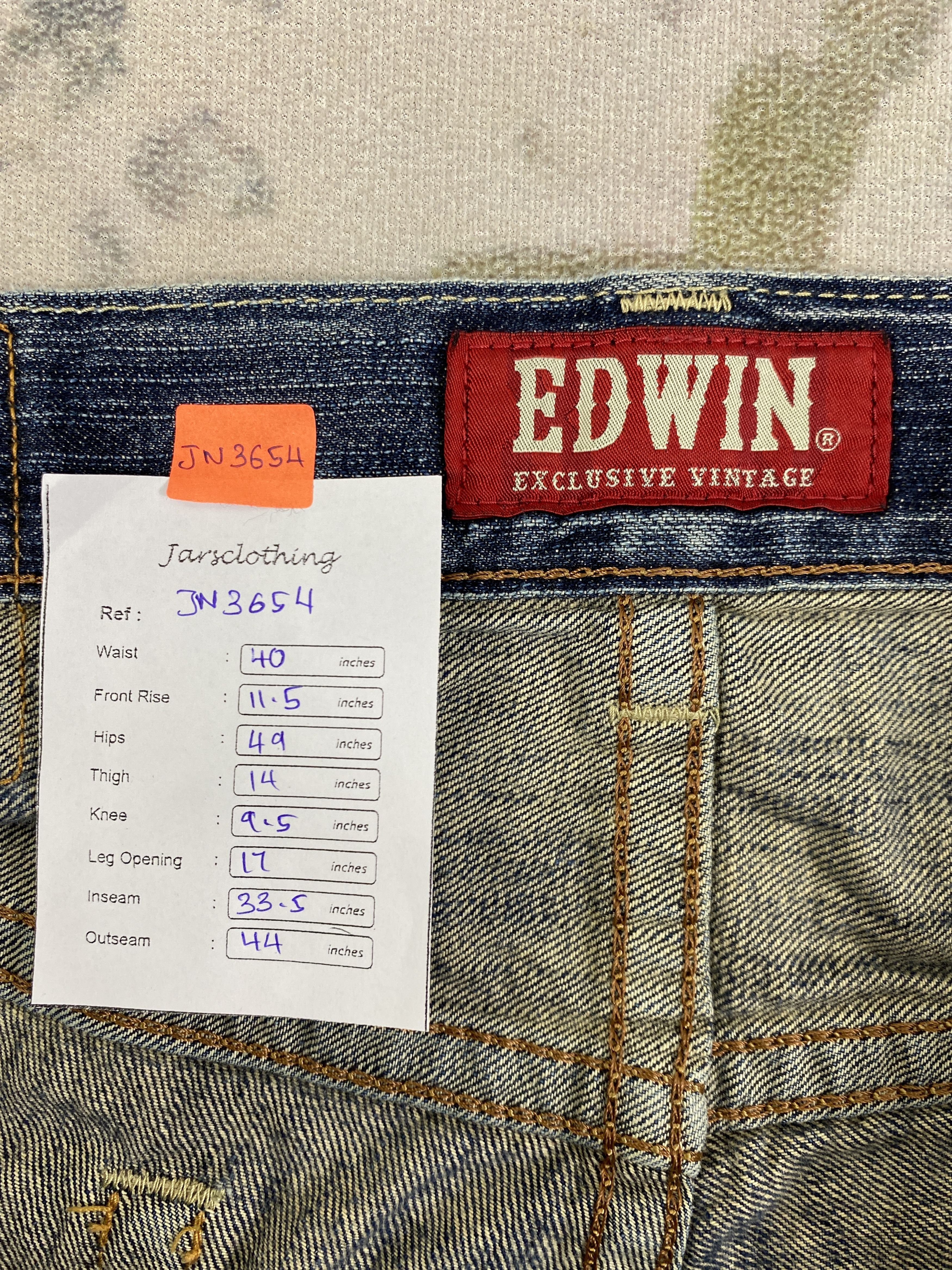 Japanese Brand Faded Blue Vintage Edwin Jeans 40x33.5 Denim- JN3654 Size US 40 / EU 56 - 8 Thumbnail