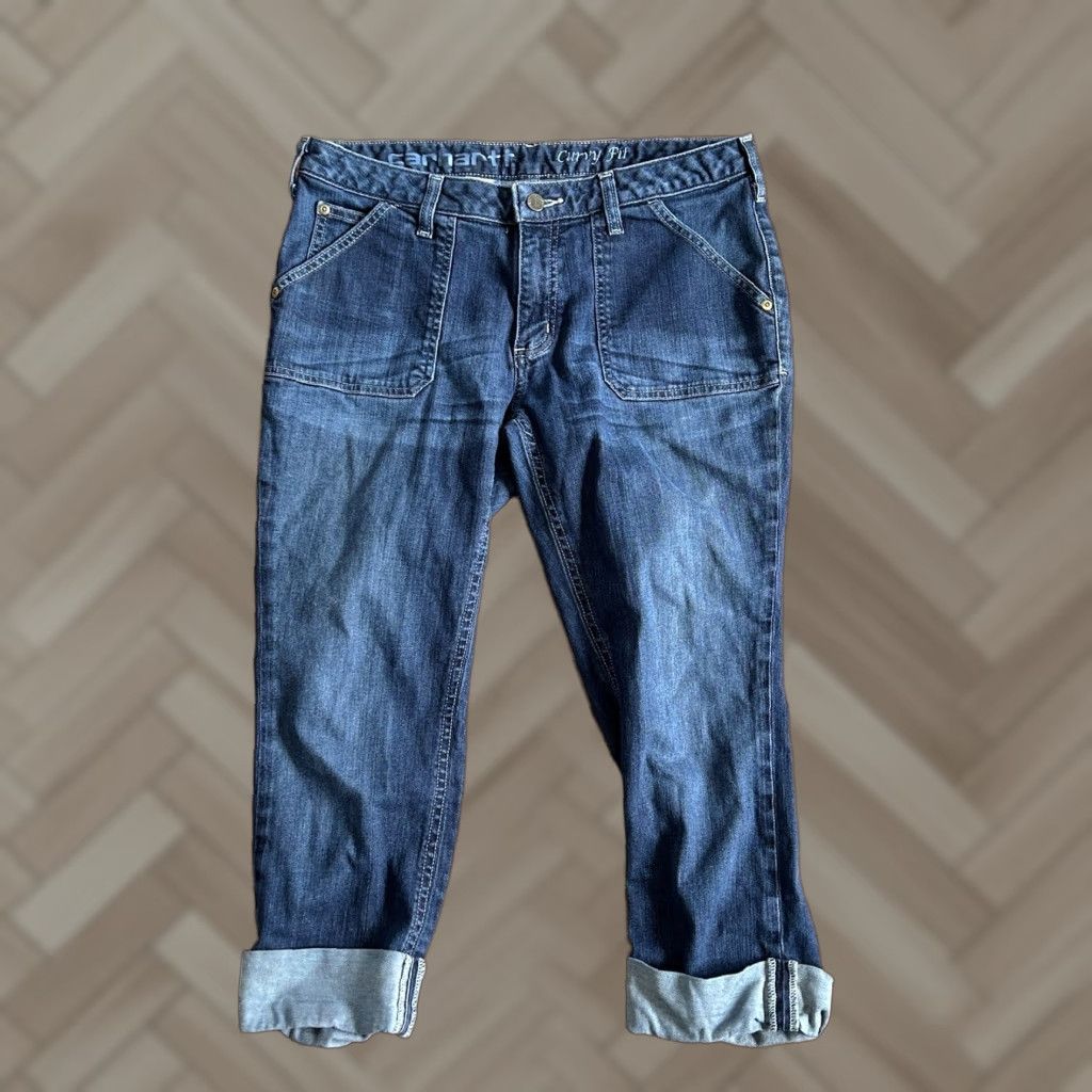 Carhartt Carhartt Curvy Fit Womens Jeans Capri Mid Rise Cuffed Stretch Blue Size 10 Size 32" / US 10 / IT 46 - 1 Thumbnail