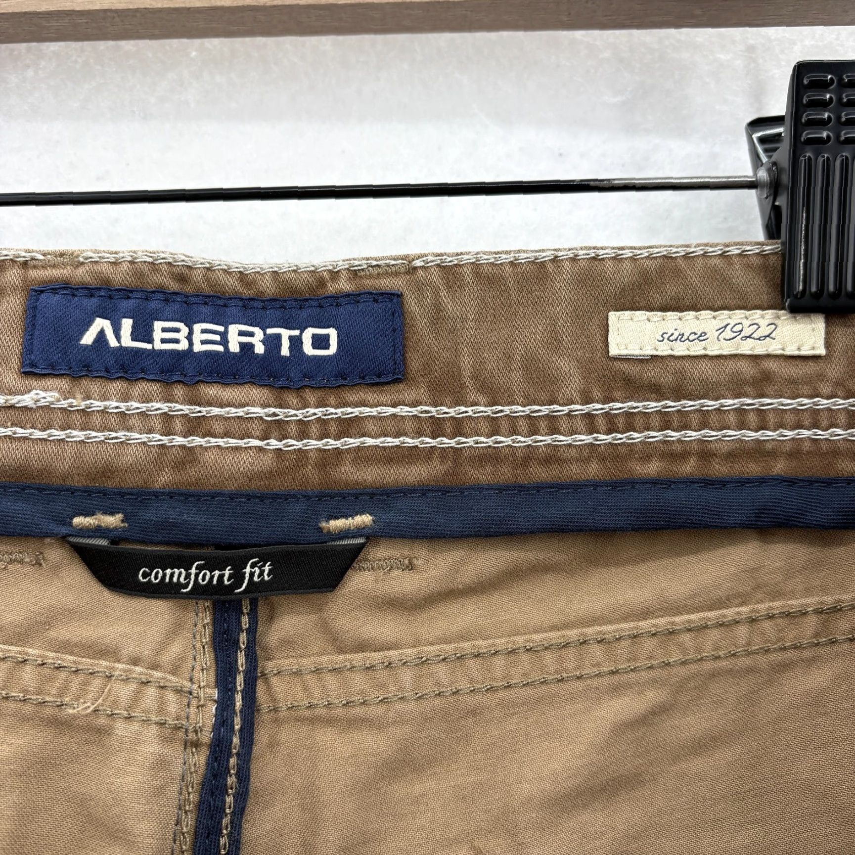 Vintage Alberto Tommy Pants Mens 38x34 Brown Comfort Fit Broken Twill Stretch 5-Pocket Size US 38 / EU 54 - 4 Thumbnail