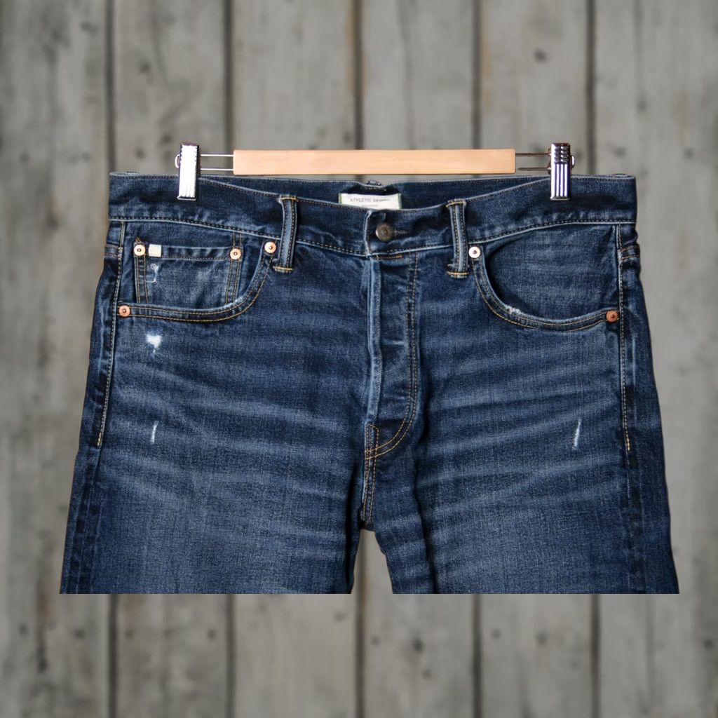 American Eagle Outfitters AE77 Athletic Skinny Stretch Selvedge Denim Blue Jeans 34x32 Regular Mens Athletic Fit Jeans Blue 34x32 - 31 Inseam Size US 33 - 1 Thumbnail