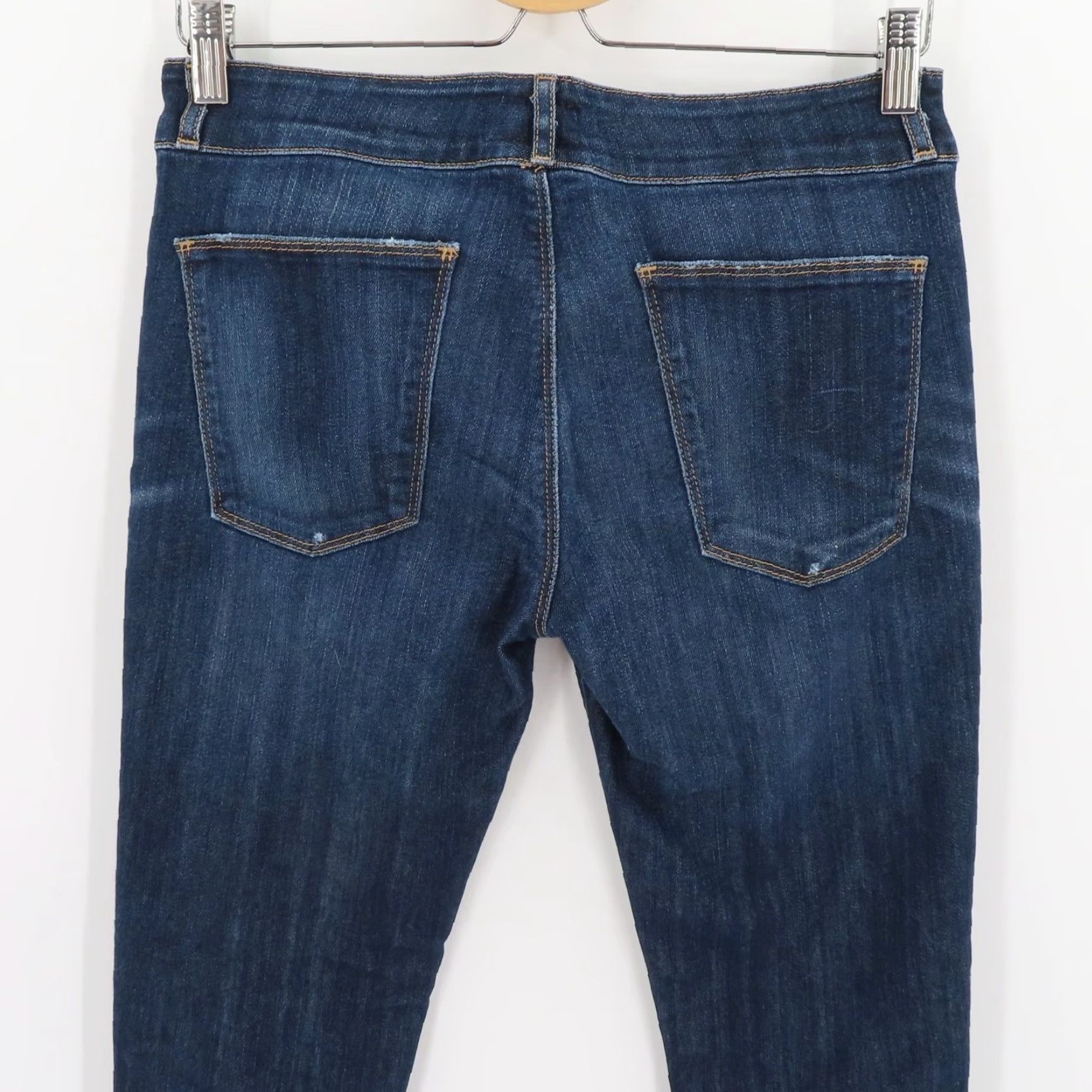 Vintage Current Elliott Womens Cropped Legging Jeans 28 Denim Ankle Zip Dark Wash Bluebird 5-Pocket Style Size 28" / US 6 / IT 42 - 6 Thumbnail