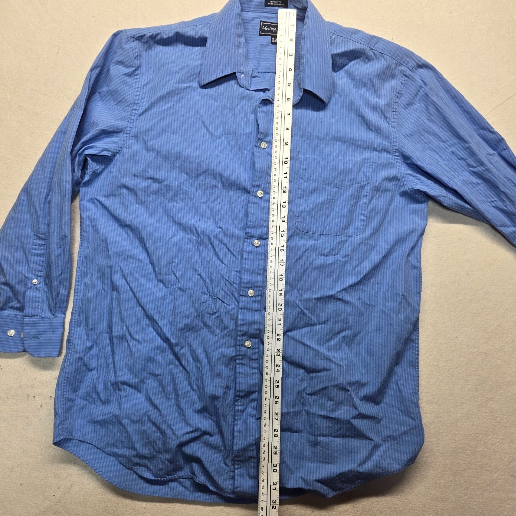 Vintage VINTAGE Meeting Street Dress Shirt Shirt Adult 16.5 Blue Striped Button Up 32/33 Mens Size 42R - 6 Thumbnail