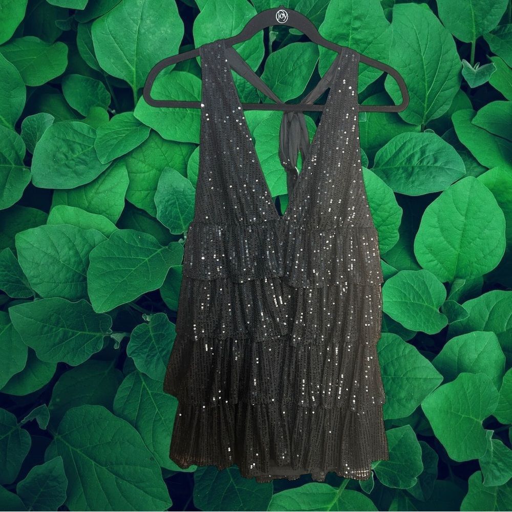 Shein SHEIN Black Sequined Halter Dress Medium Size M / US 6-8 / IT 42-44 - 1 Thumbnail