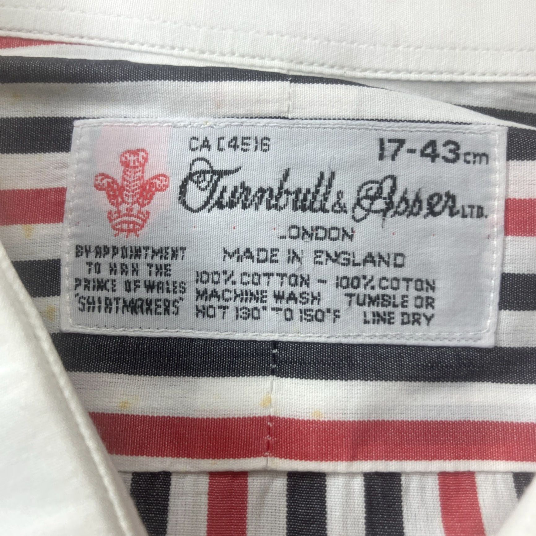 Turnbull & Asser Mens Long Sleeve Button Up Striped Shirt French Cuff 17 - 43