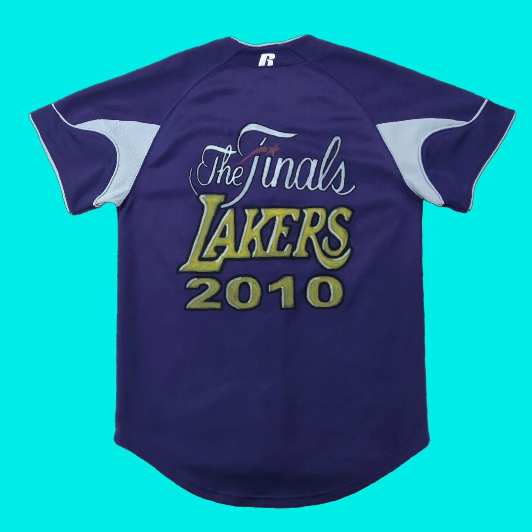 Russell Athletic VINTAGE Russell Athletic LA Lakers Jersey Shirt Mens M Purple 2010 Finals Button Regular Short Sleeve Crew Neck T-Shirt Purple Mens Basketball Size US M / EU 48-50 / 2 - 1 Thumbnail
