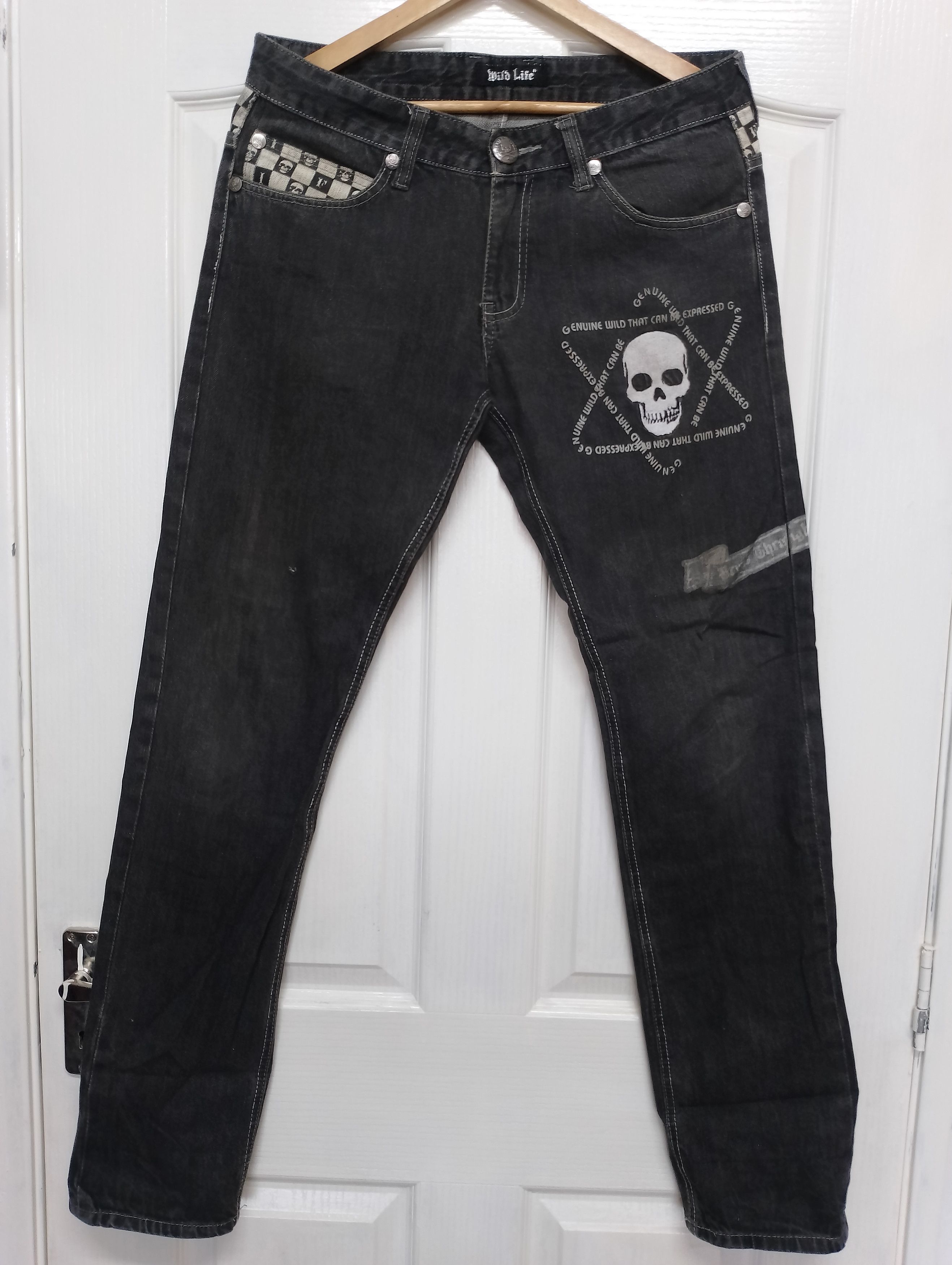 Beauty Beast WILD LIFE SKULL BONES PUNK JEANS Size US 32 / EU 48 - 1 Thumbnail