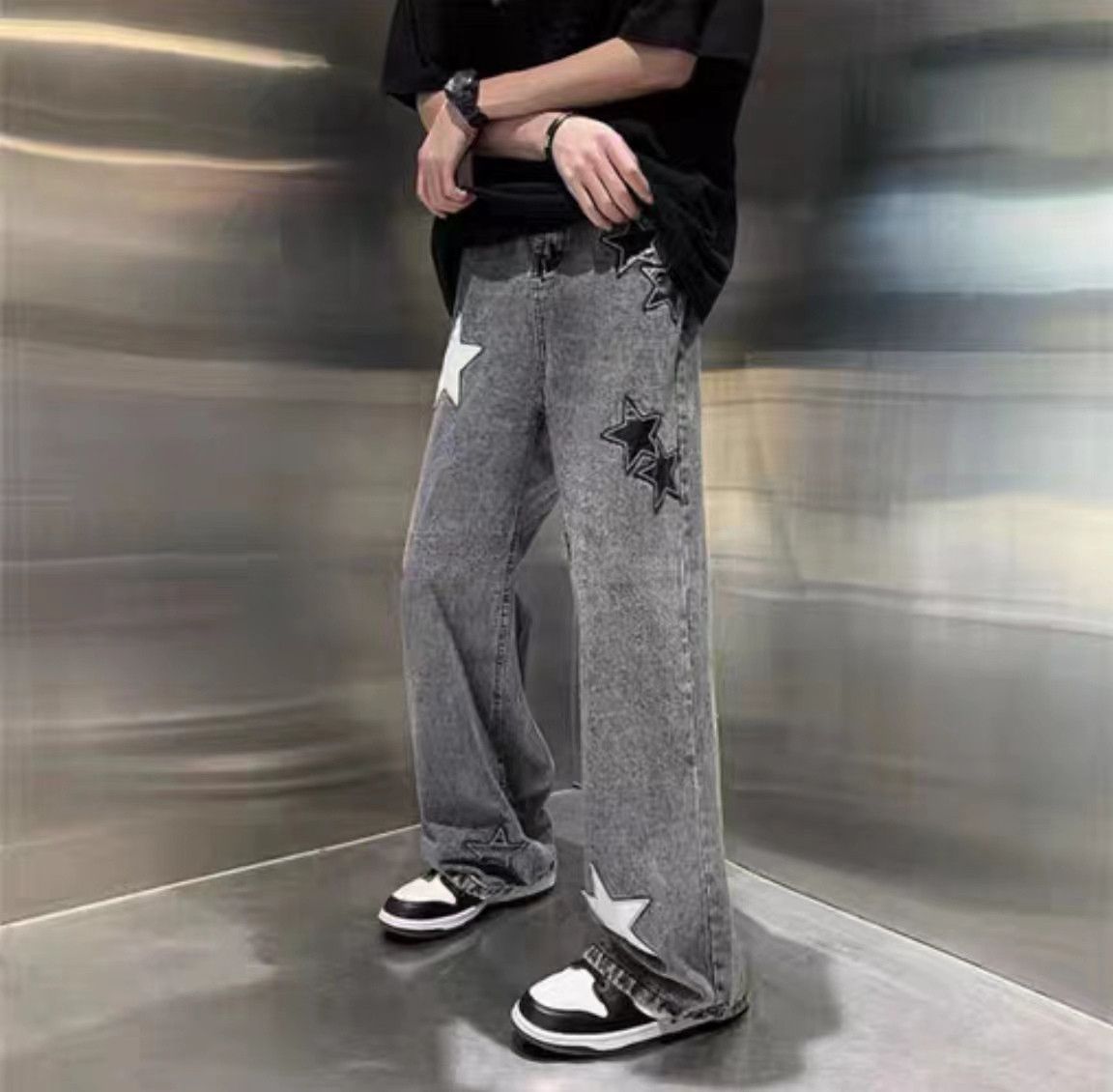 Japanese Brand × Jean Vintage street star embroidered jeans Size US 32 / EU 48 - 2 Thumbnail