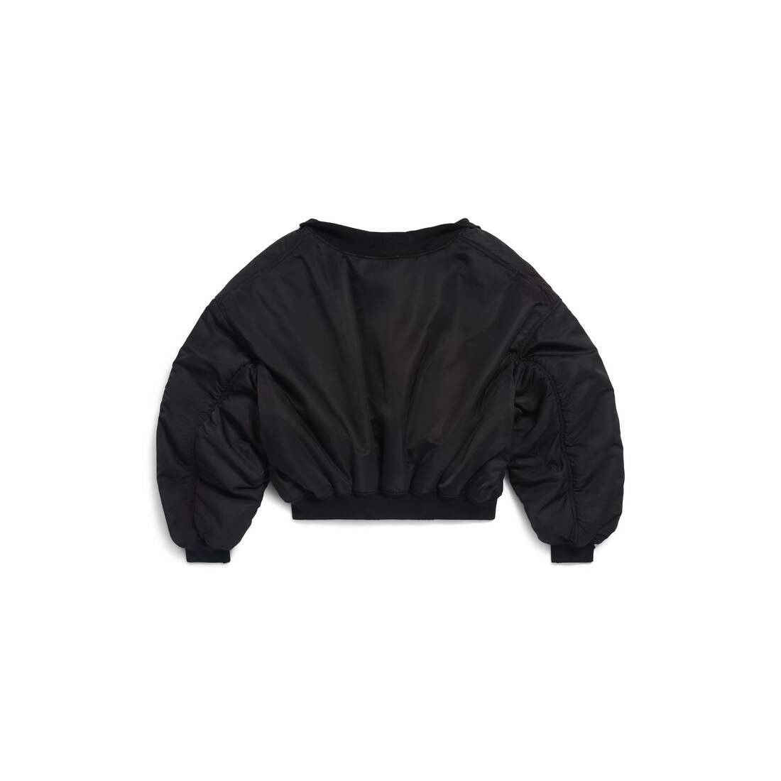 Balenciaga o1la1rc1a0825 Off Shoulder Bomber Jacket in Black Size S / US 4 / IT 40 - 2 Thumbnail
