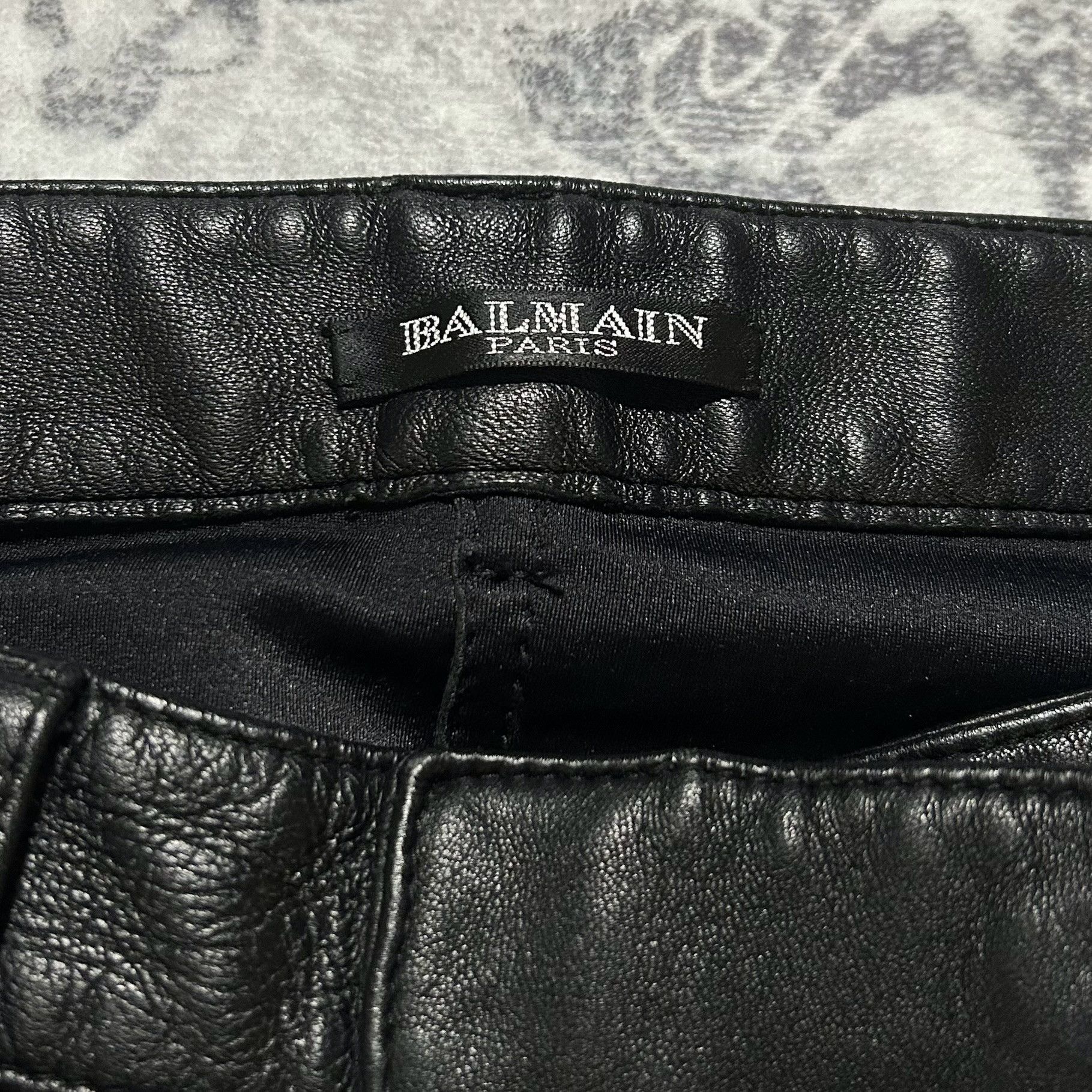 Balmain AW10 Leather Moto Biker Pants