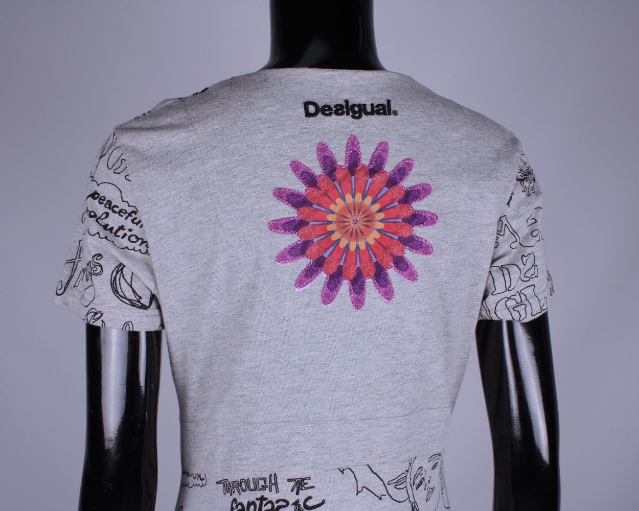 Designer × Desigual DESIGUAL Printed Big Dream A-Line Gray Cotton Blend Dress Size L / US 10 / IT 46 - 8 Thumbnail
