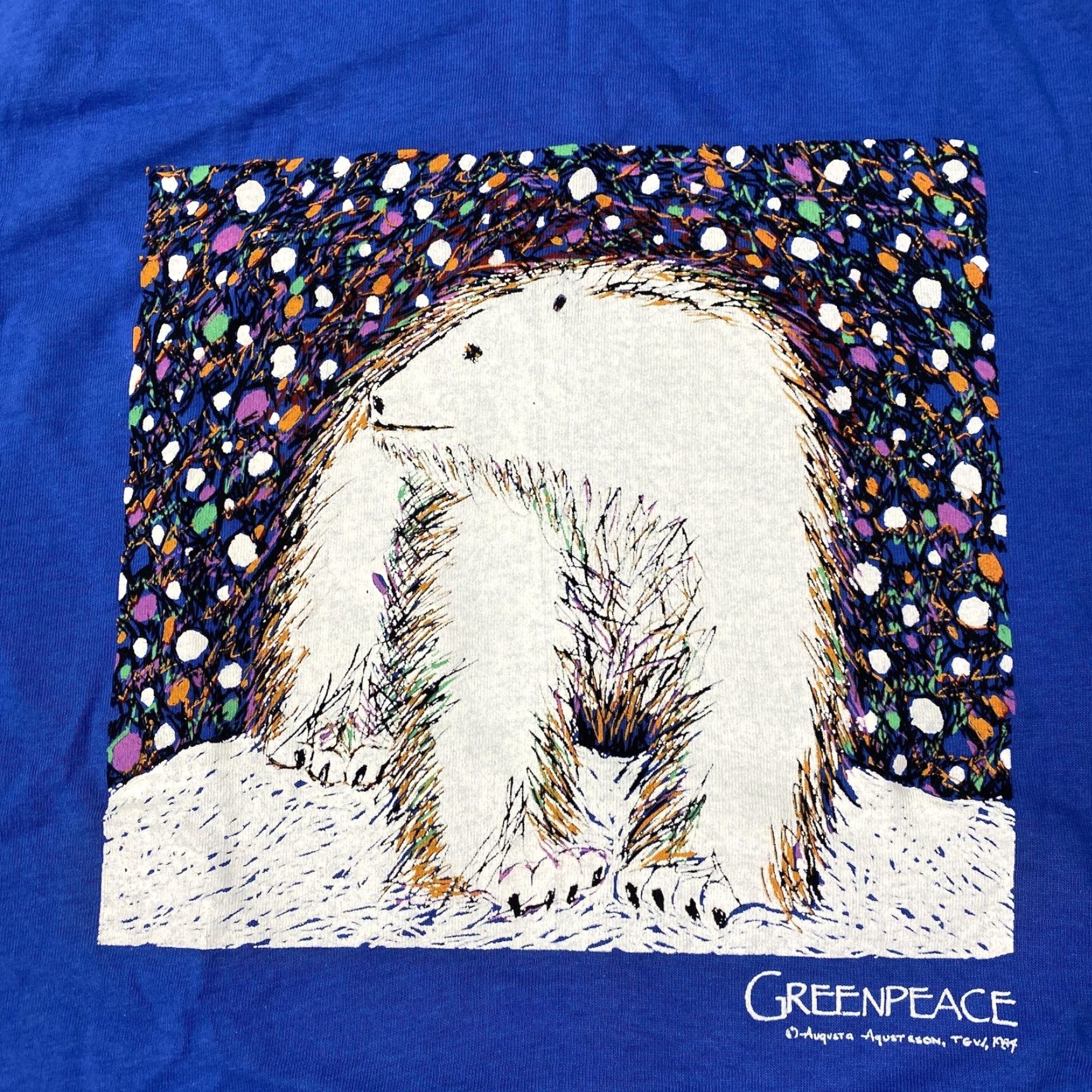 Anvil VINTAGE Anvil Greenpeace Shirt Adult Small Blue Polar Bear Graphic 80s Mens Size US S / EU 44-46 / 1 - 2 Thumbnail
