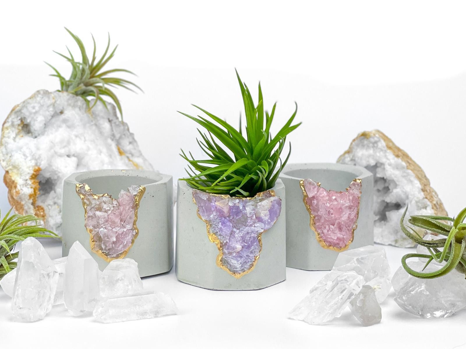 Other Amethyst Crystal Geode Planter Concrete Succulent Pot Size ONE SIZE - 6 Thumbnail