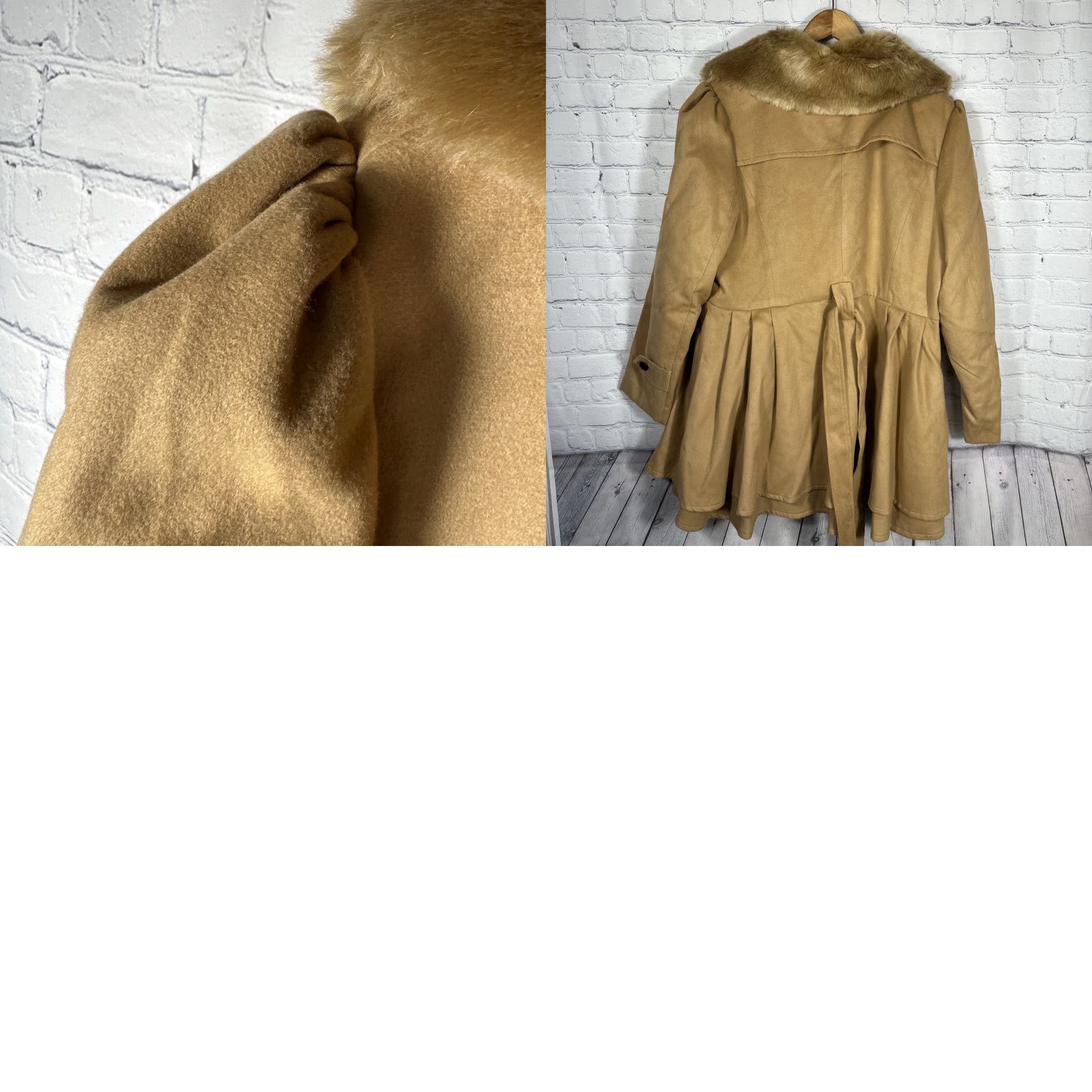 Vintage VINTAGE Zeagoo Women’s 2XL Faux Fur Lapel Double-Breasted Thick Trench Coat NWT Size XXL / US 16-18 / IT 52-54 - 8 Thumbnail