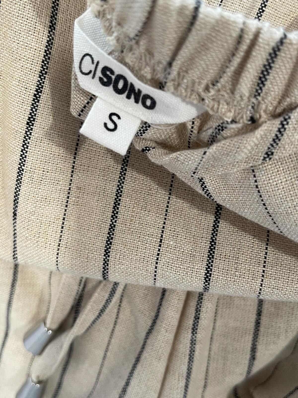 Other C/SONO Beige Pinstripe Jumpsuit with Adjustable Straps, Size Size 28" / US 6 / IT 42 - 3 Thumbnail
