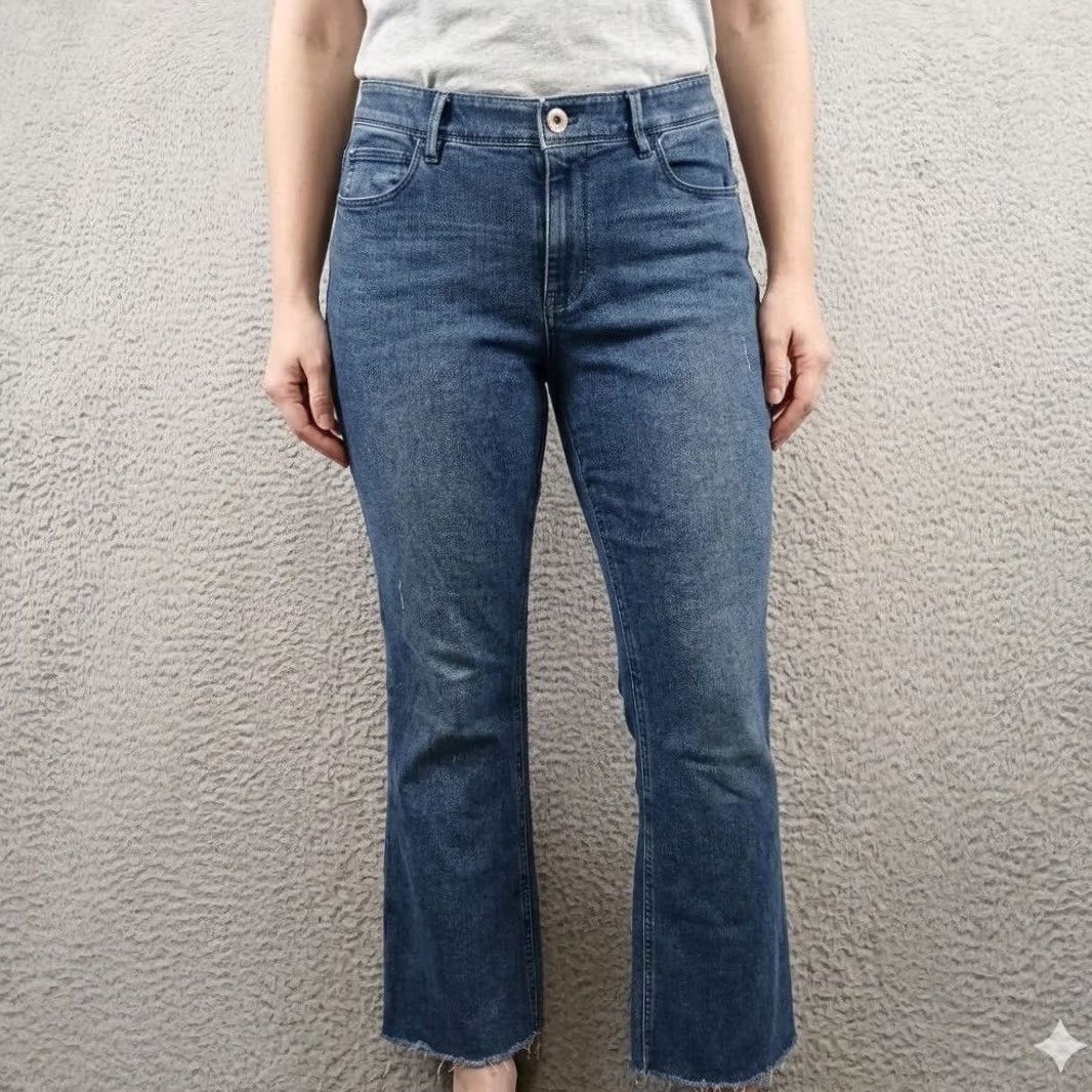 J. Jill VINTAGE J.Jill Kick-Flare Ankle Jeans 4 Blue Cotton Blend Raw Hem Coolmax [Used] Size 27" / US 4 / IT 40 - 2 Thumbnail