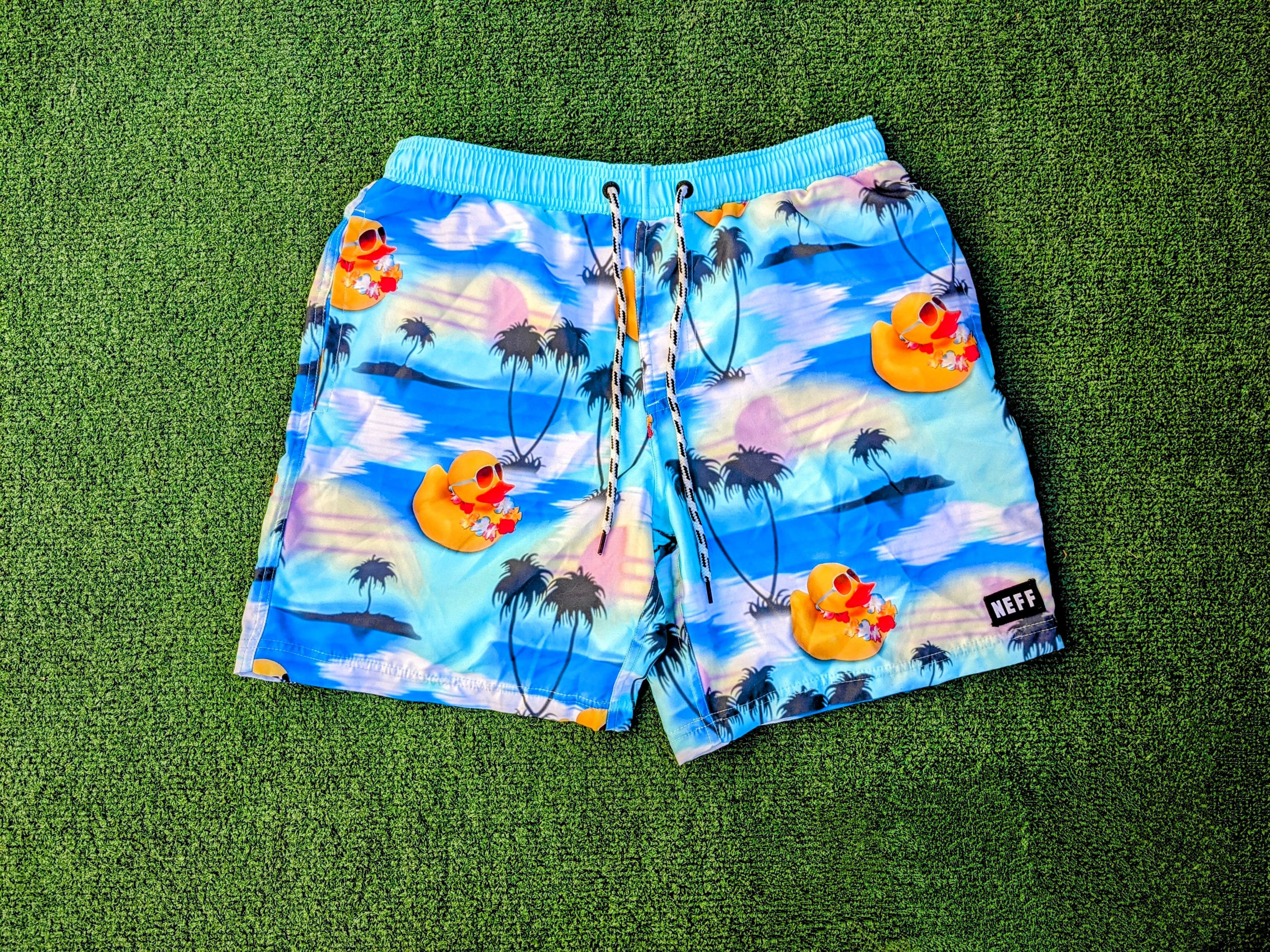 NEFF NEFF Hawaiian Rubber Ducky Drawstring Swim Board Shorts Size US 29 - 1 Thumbnail