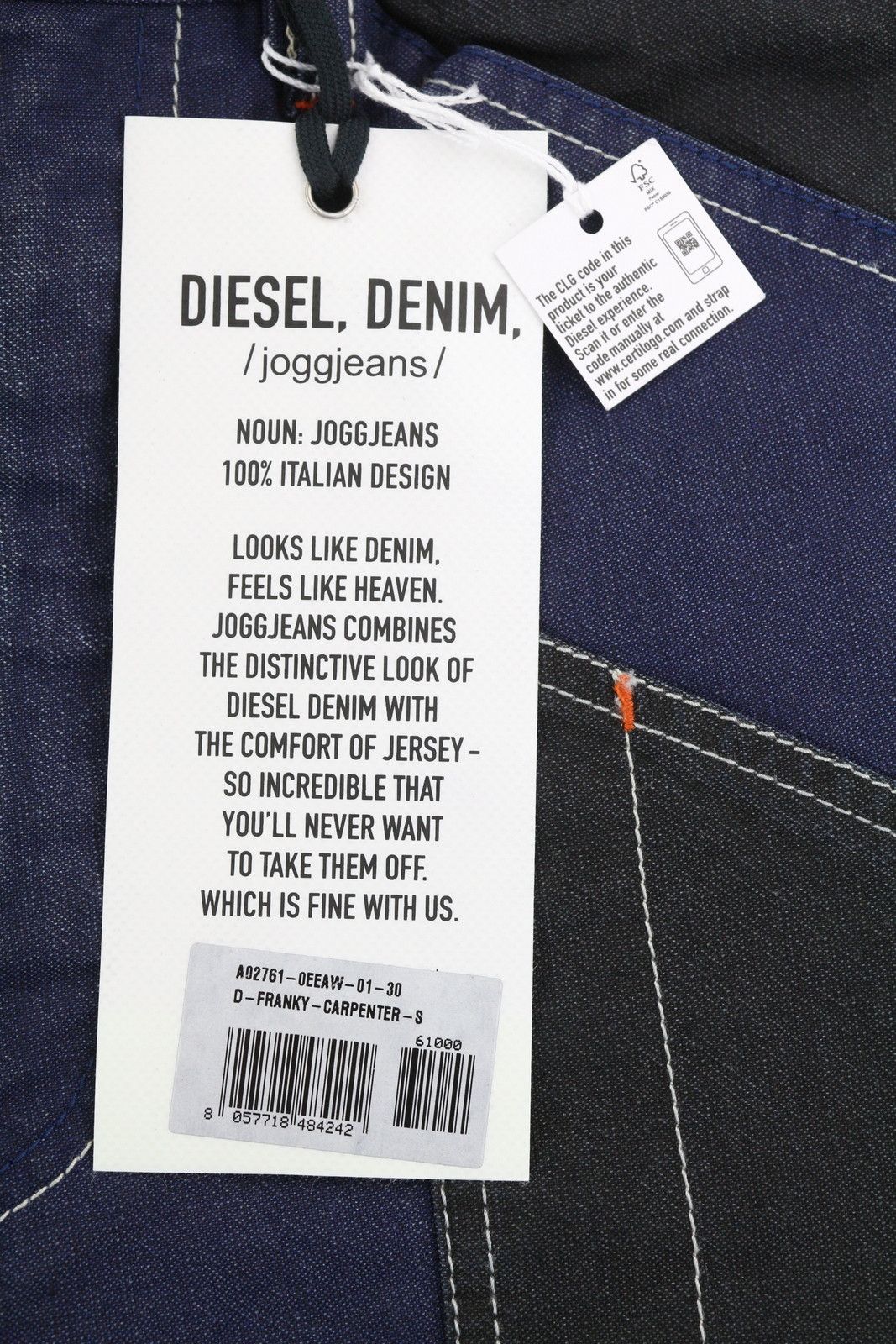 Diesel D-FRANKY CARP JOGG 0EEAW W30 Straight Stretch Jeans 40926 Size US 30 / EU 46 - 10 Thumbnail