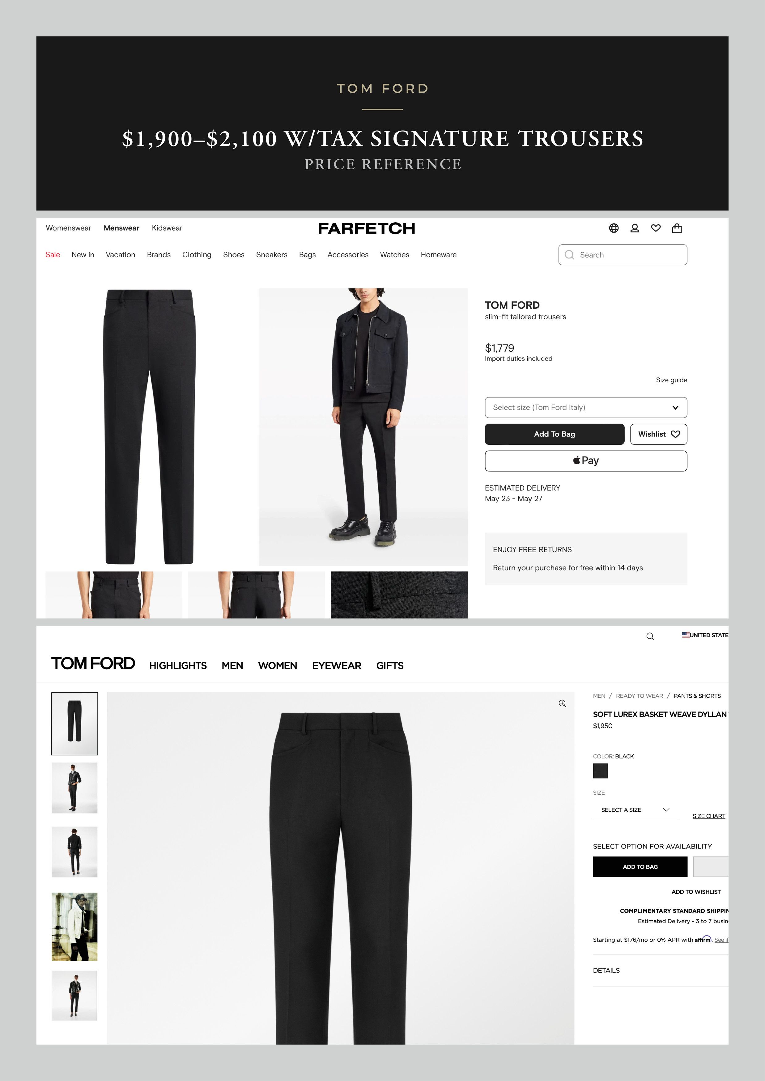 Tom Ford Best Dressed Rare $1,900 w/tax Tom's Personal Favorite Pants Size US 34 / EU 50 - 6 Thumbnail