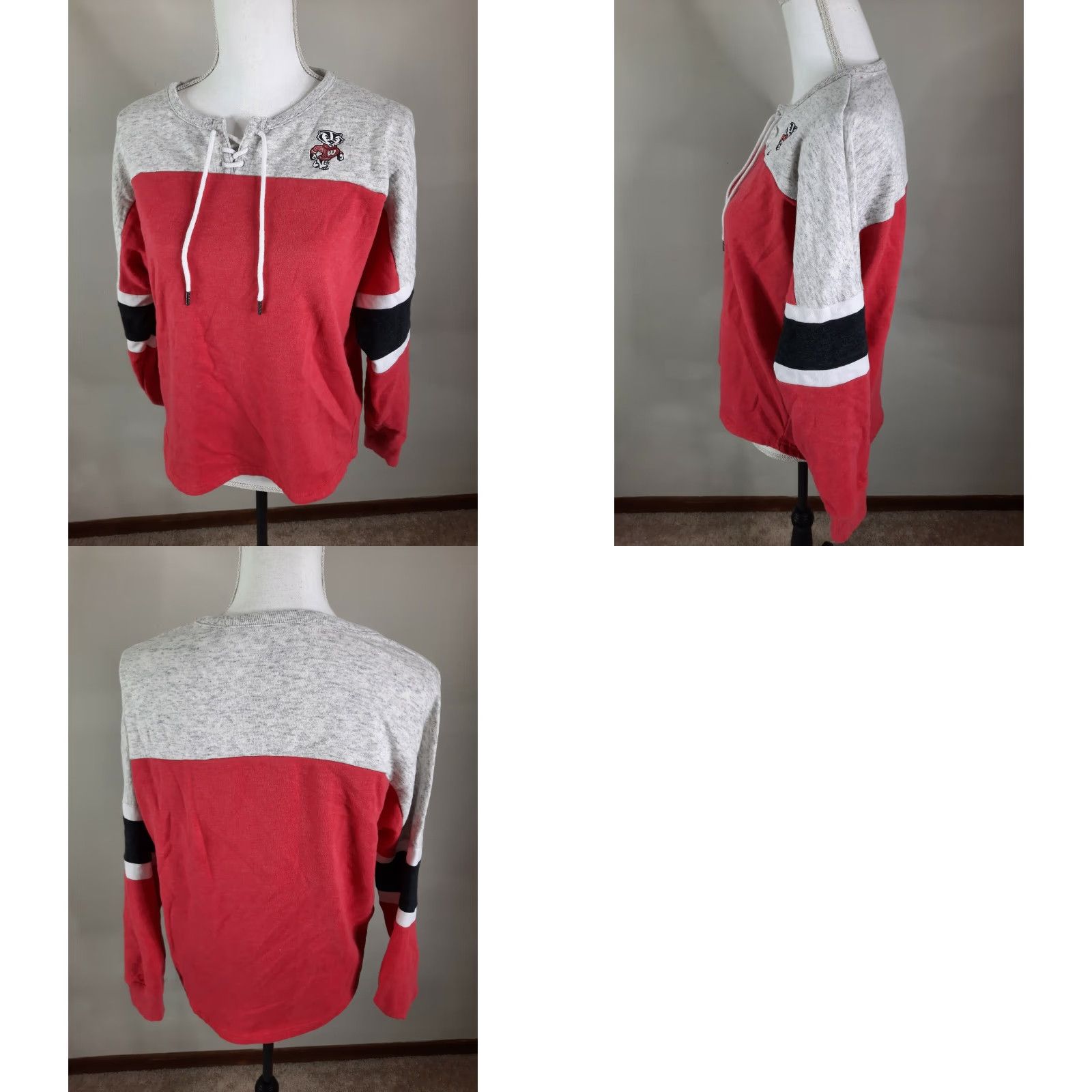 Vintage Colosseum Wisconsin Badgers Women's Pullover Sweatshirt Size S Red Crew Neck Long Sleeve cotton blend Sweatshirt Size S / US 4 / IT 40 - 8 Thumbnail