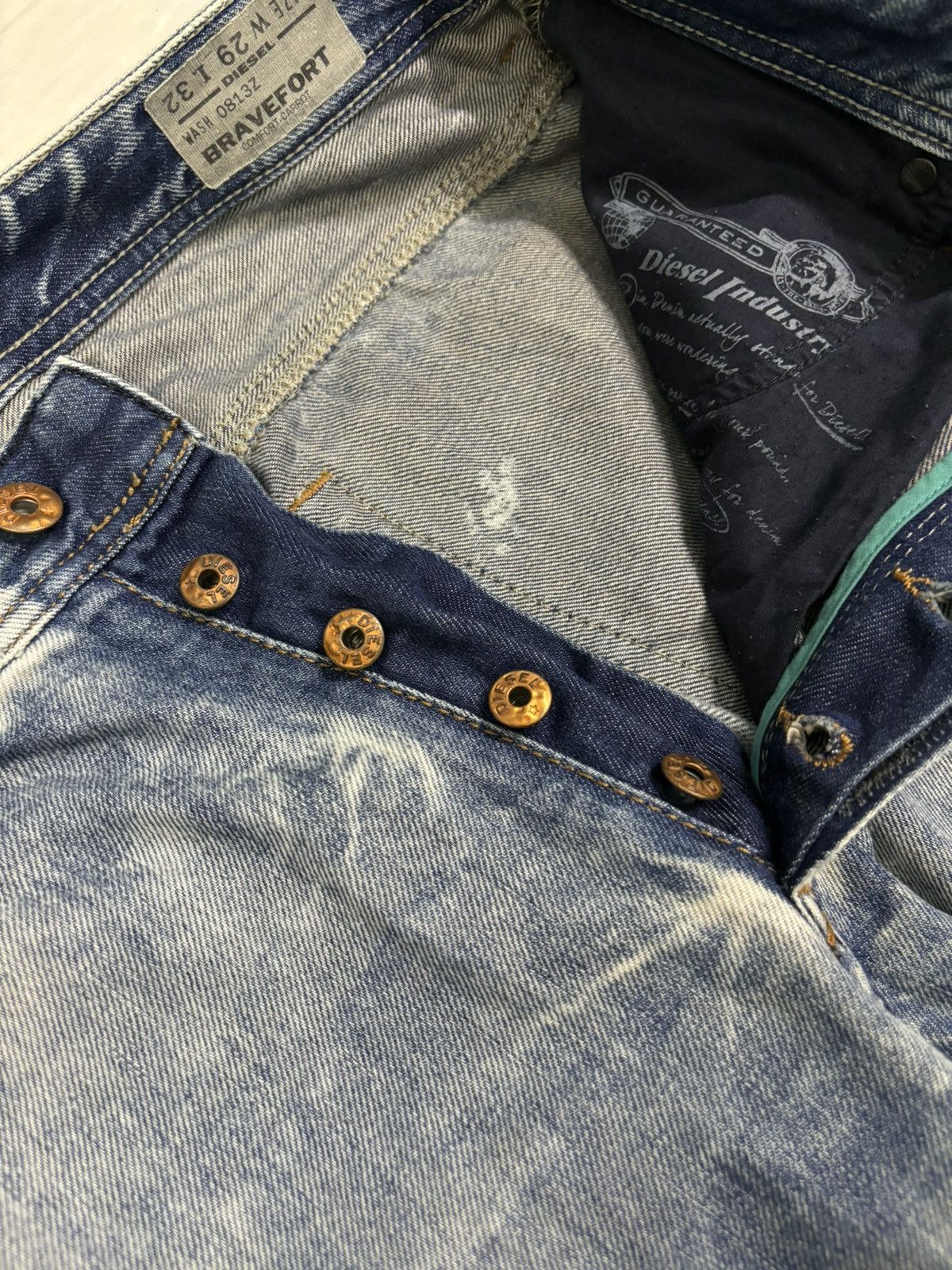 Diesel Diesel Industry Acid Wash Patched Distressed Curved Jeans Size US 31 - 4 Thumbnail