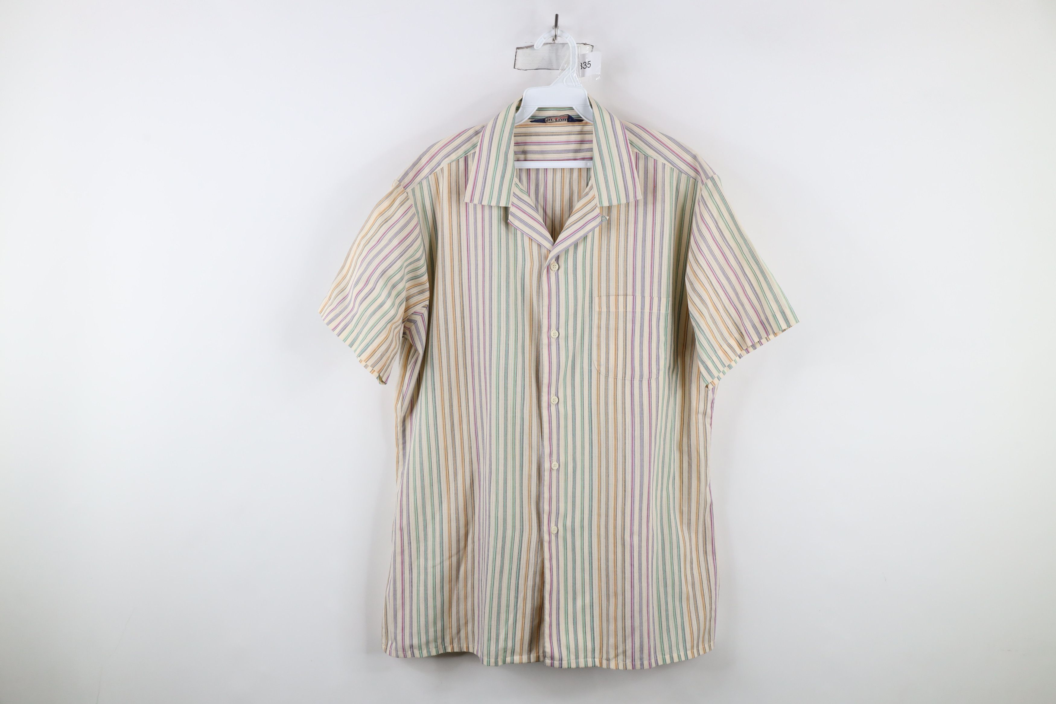 Vintage Vintage 70s Streetwear Collar Rainbow Striped Button Shirt Size US L / EU 52-54 / 3 - 1 Thumbnail