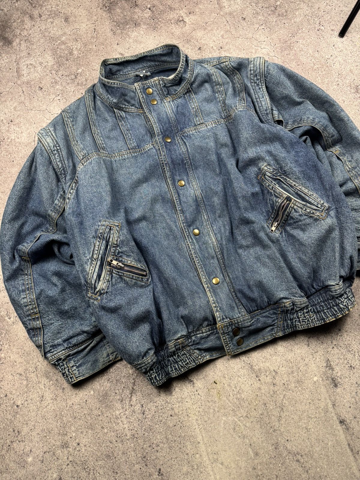 Japanese Brand Vintage Denim Japanesse Bomber Jacket/Vest Pilot Baby Y2K Size US XL / EU 56 / 4 - 2 Thumbnail