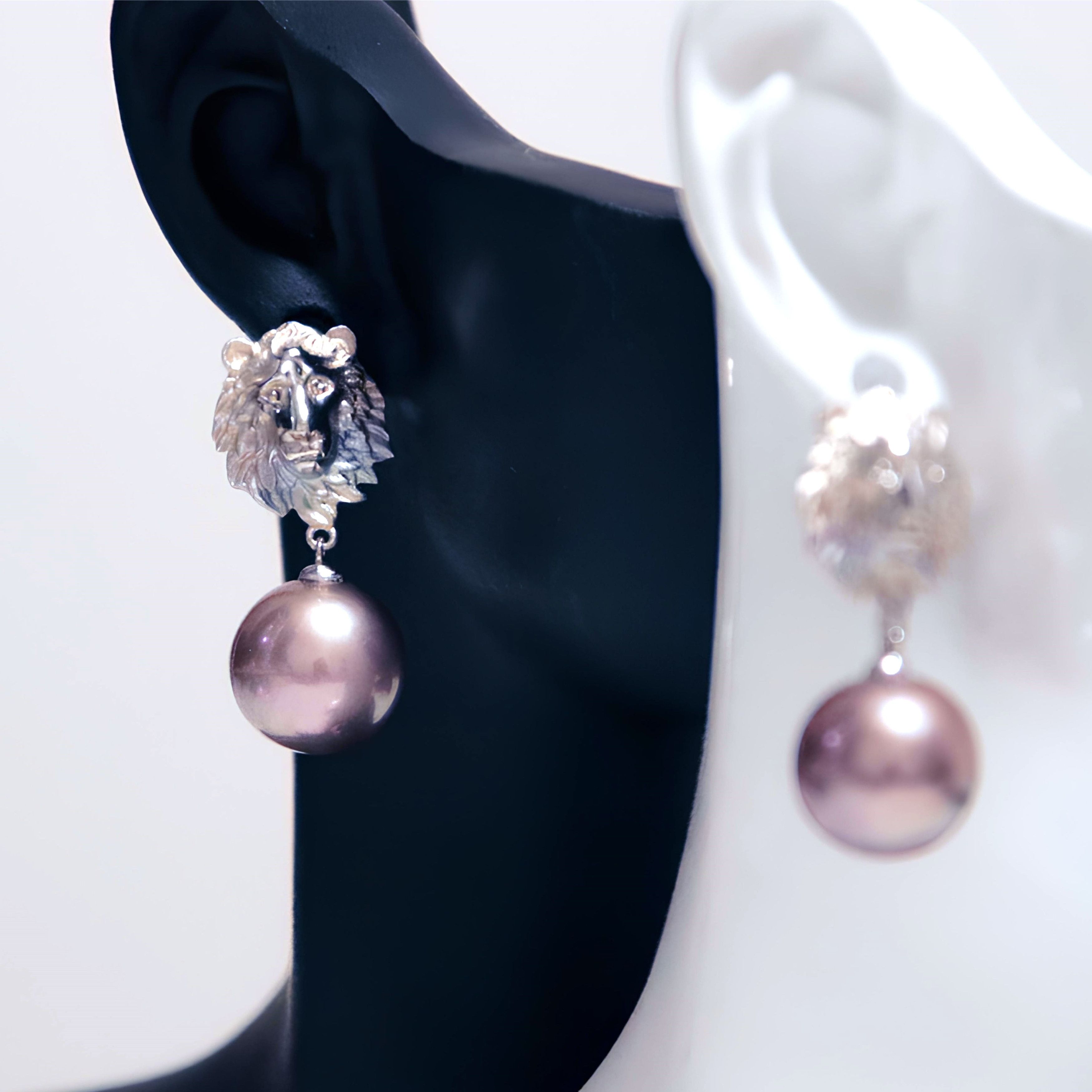 Designer Lion Pearl Earrings Size ONE SIZE - 7 Thumbnail