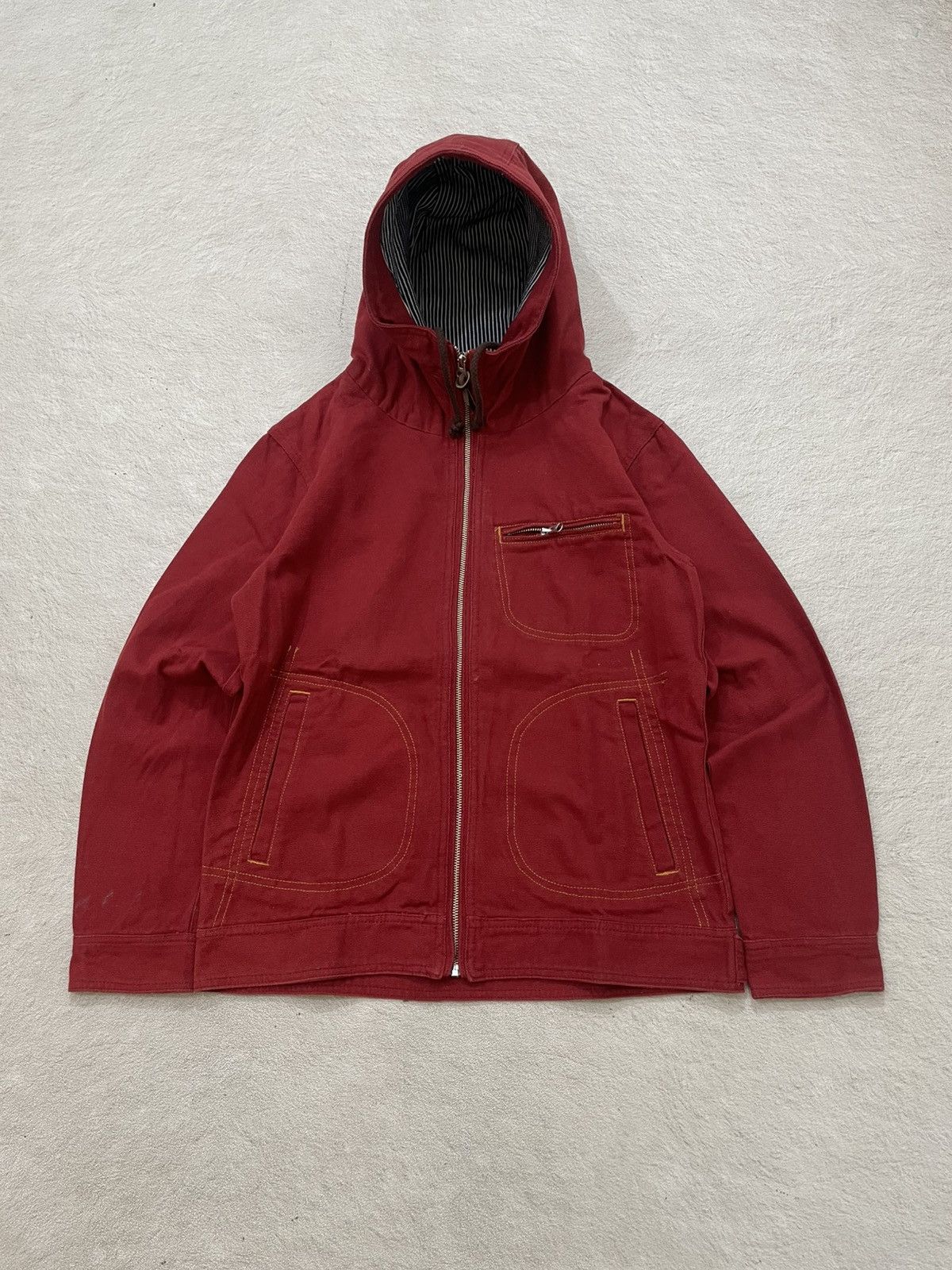 Japanese Brand 2000s Americana Workwear Hooded Canvas Jacket Y2K if6was9 Size US L / EU 52-54 / 3 - 1 Thumbnail