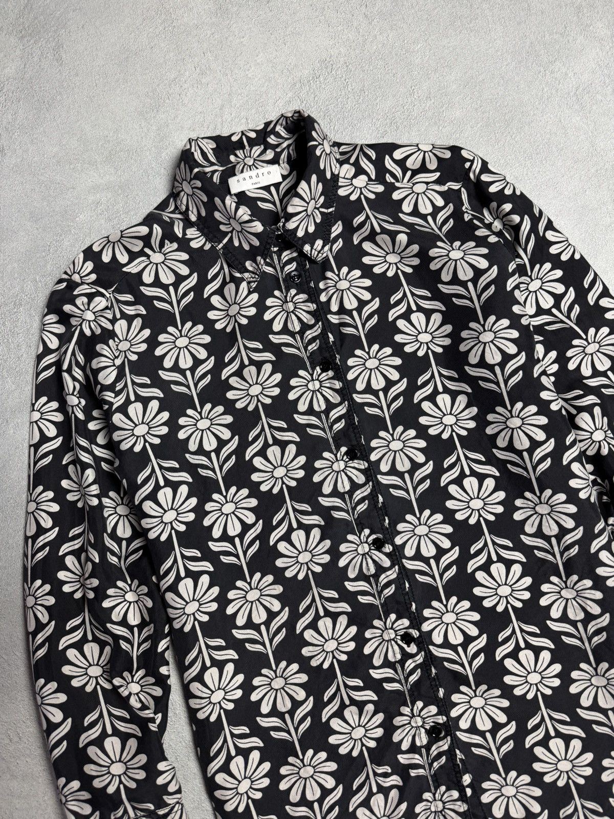 Sandro Sandro Harriet Floral Print Silk Button Up Shirt Blouse sz 1 Size S / US 4 / IT 40 - 6 Thumbnail