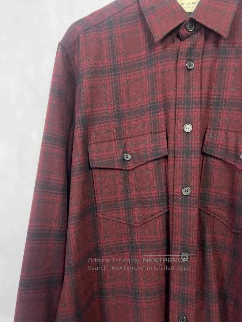Saint Laurent Paris Saint Laurent Paris size 39 Burgundy Plaid Wool Shirt Size US S / EU 44-46 / 1 - 3 Thumbnail
