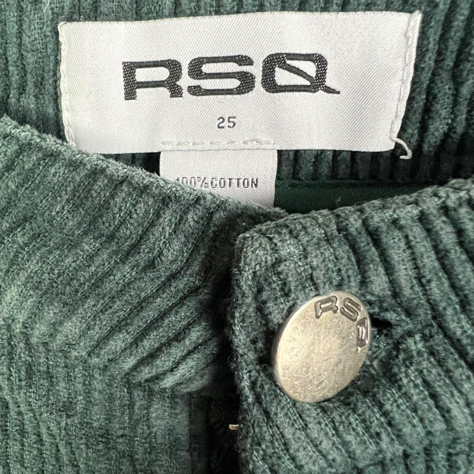 Rsq RSQ Women's 25 Grey Green Wide Leg Cotton Corduroy Pants Size 25" / US 0 / IT 36 - 6 Thumbnail