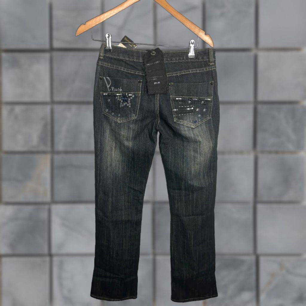 Vintage Platinum Plush Jeans Bootcut Stars NWT Size 7 Black Denim 28in Waist Regular Women's jeans bootcut Star pattern NWT Size 28" / US 6 / IT 42 - 1 Thumbnail