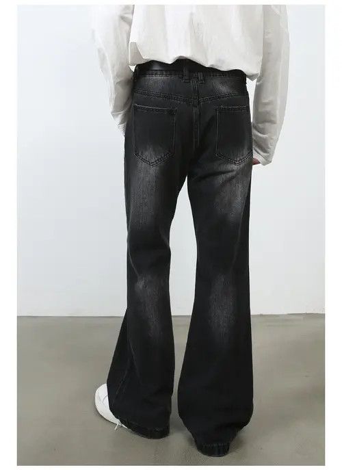 Black Faded Flared Denim Jeans