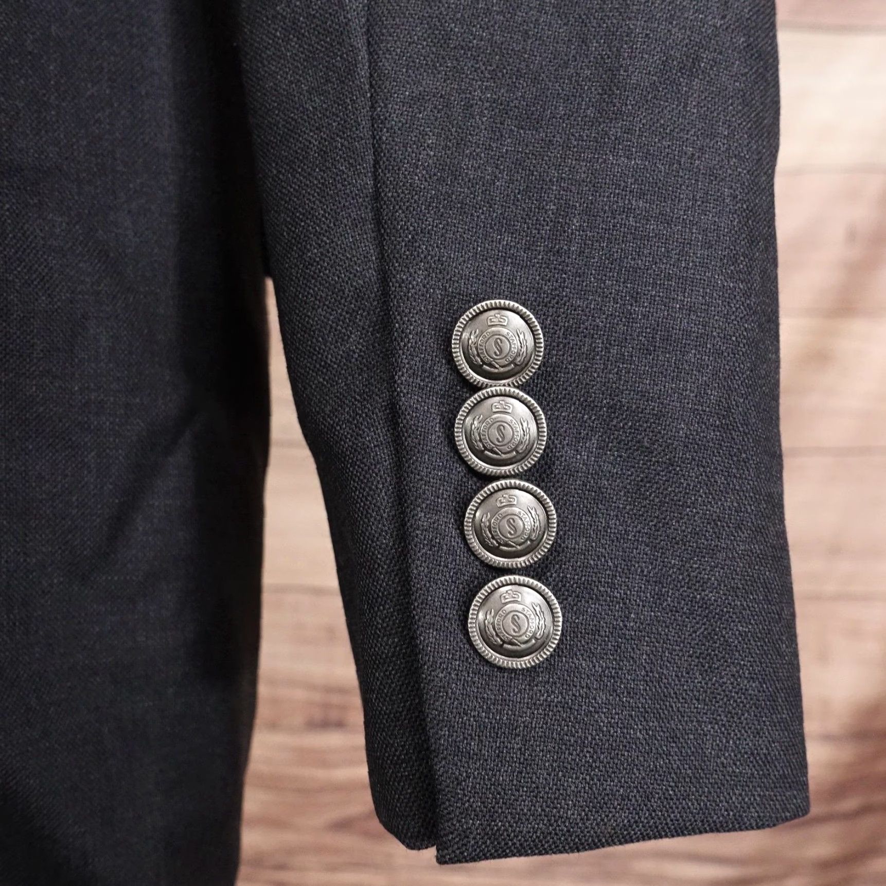 Stafford Stafford Blazer Mens 46R Slim Fit Charcoal Wool 2 Button Notch Lapel 2 Piece Coat Formal Business Size 46R - 7 Thumbnail